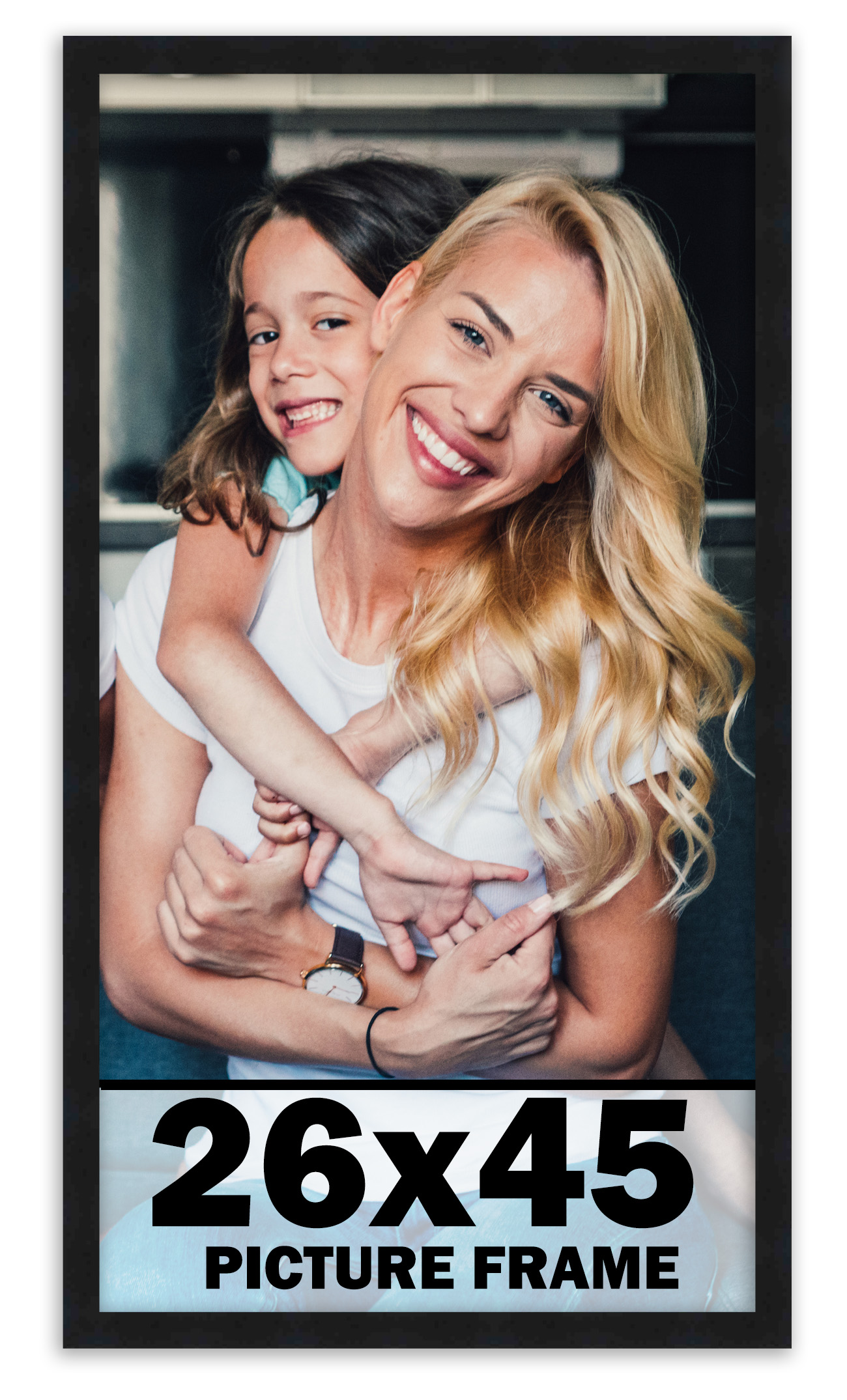 26×45 Frame Black Picture Frame Modern Photo Frame UV Acrylic, Acid Free Backer