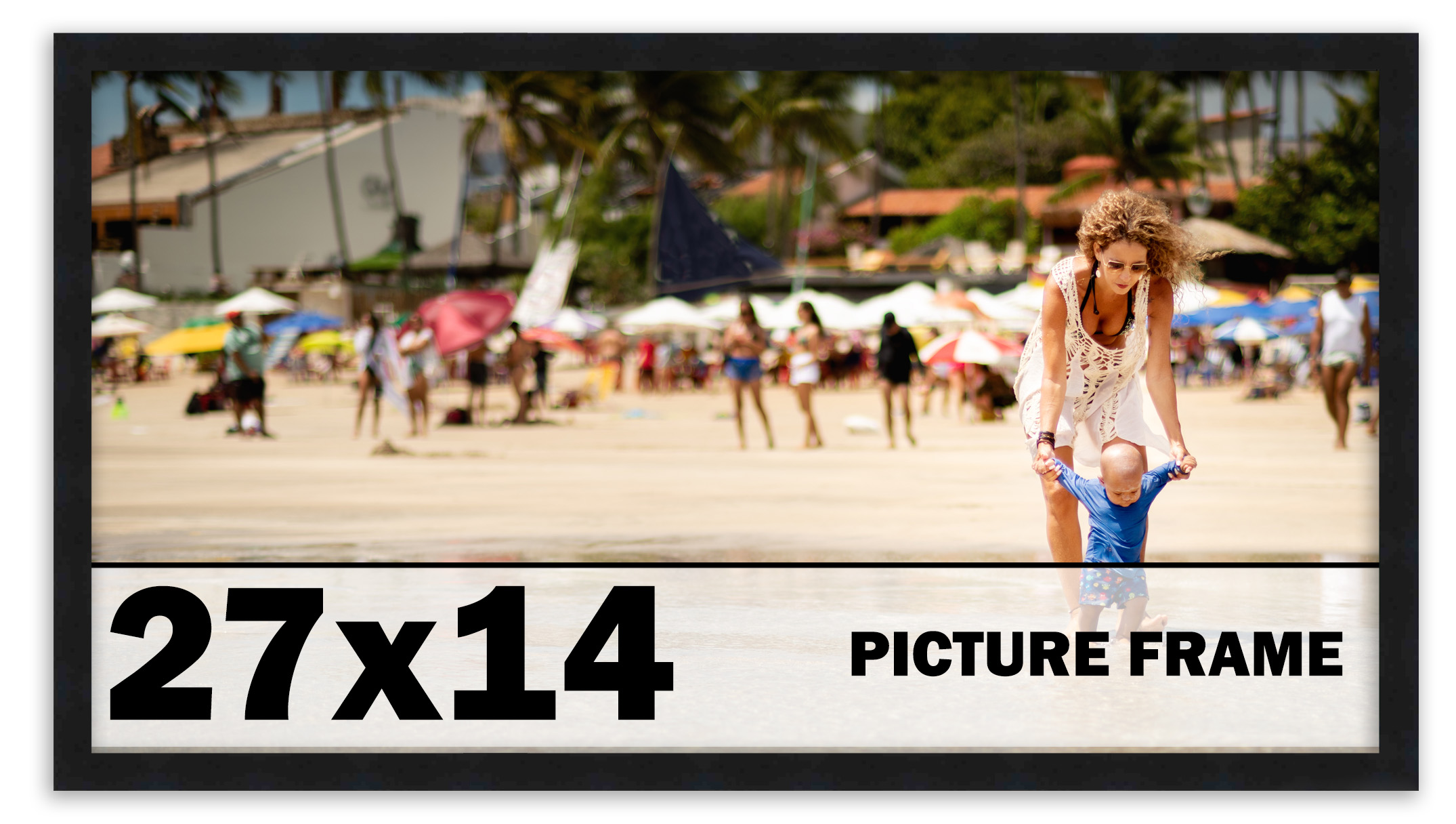 27x14 Frame Black Picture Frame  Modern Photo Frame UV Acrylic, Acid Free Backer