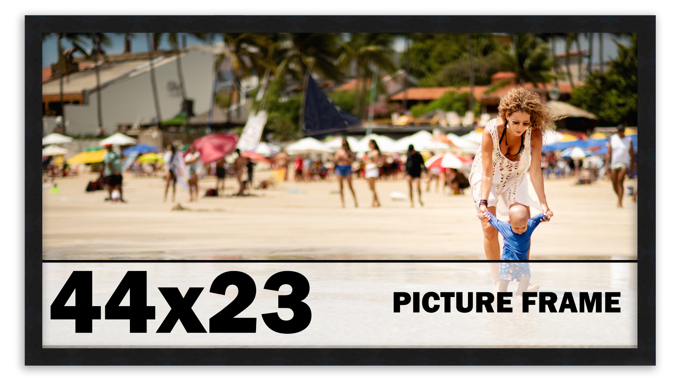 44×23 Frame Black Picture Frame Modern Photo Frame UV Acrylic, Acid Free Backer