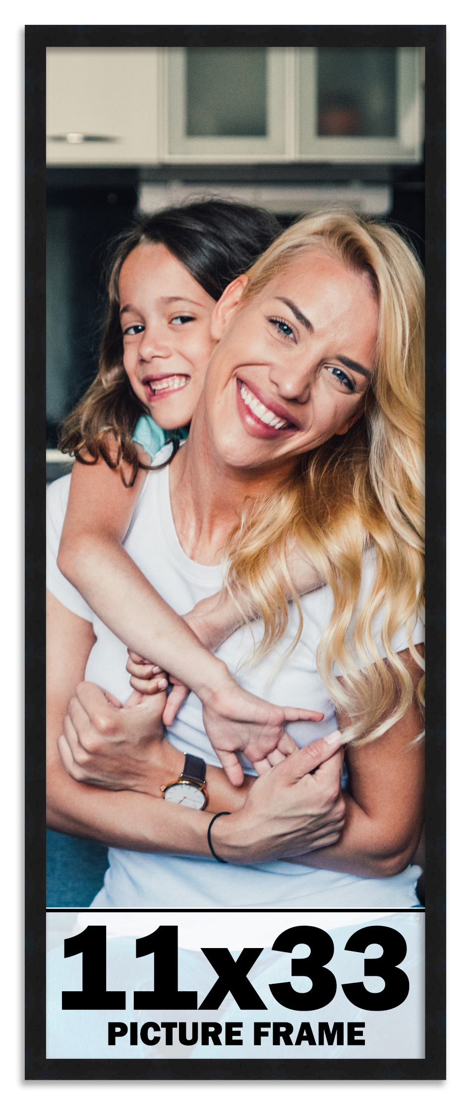 11x33 Frame Black Picture Frame  Modern Photo Frame UV Acrylic, Acid Free Backer