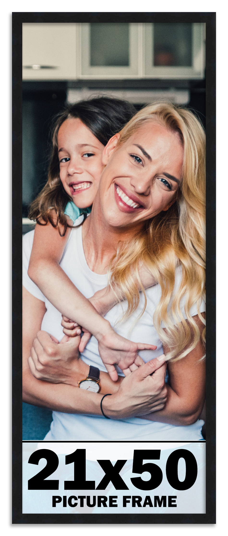 21×50 Frame Black Picture Frame Modern Photo Frame UV Acrylic, Acid Free Backer