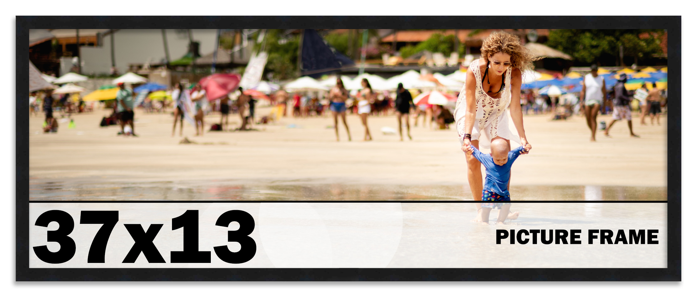 37x13 Frame Black Picture Frame Modern Photo Frame UV Acrylic, Acid Free Backer