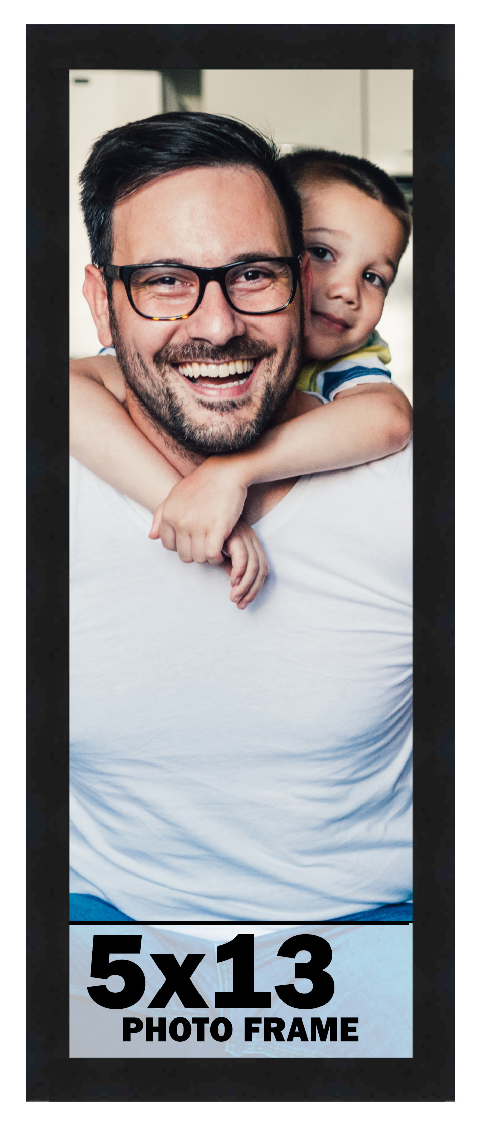 5x13 Frame Black Picture Frame Complete Modern Photo Frame UV Acrylic, Acid Free - Picture 1 of 6