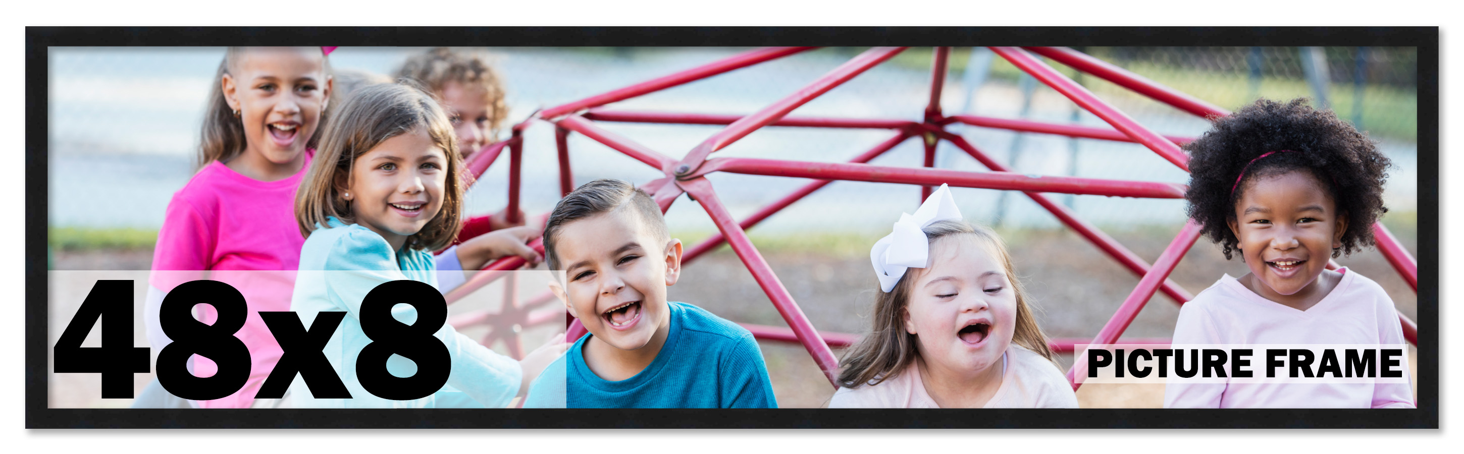 48×8 Frame Black Picture Frame Complete Modern Photo Frame UV Acrylic, Acid Free