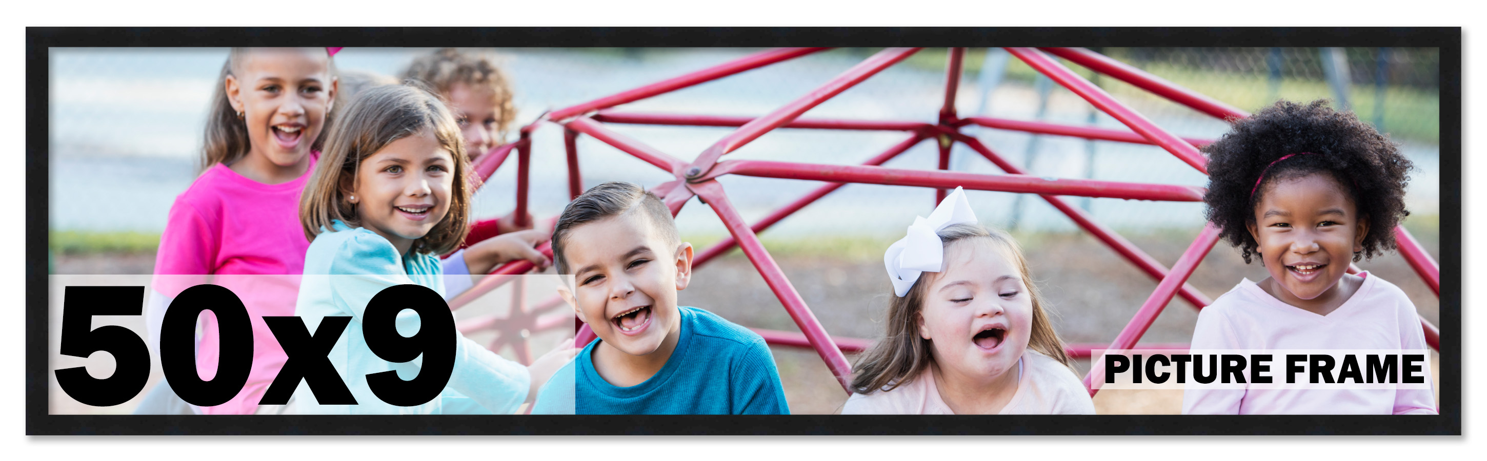50x9 Frame Black Picture Frame Complete Modern Photo Frame UV Acrylic, Acid Free
