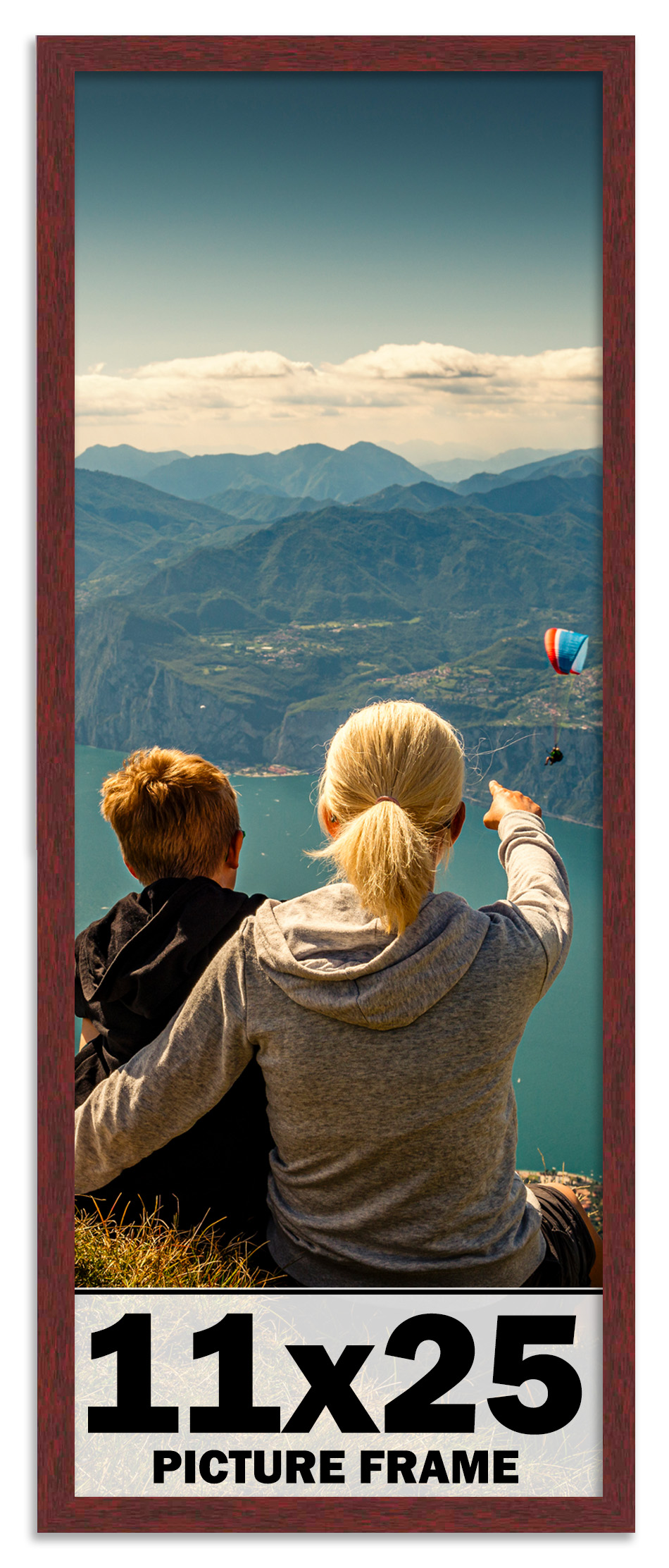 11×25 Frame Brown Picture Frame Modern Photo Frame UV Acrylic, Acid Free Backer