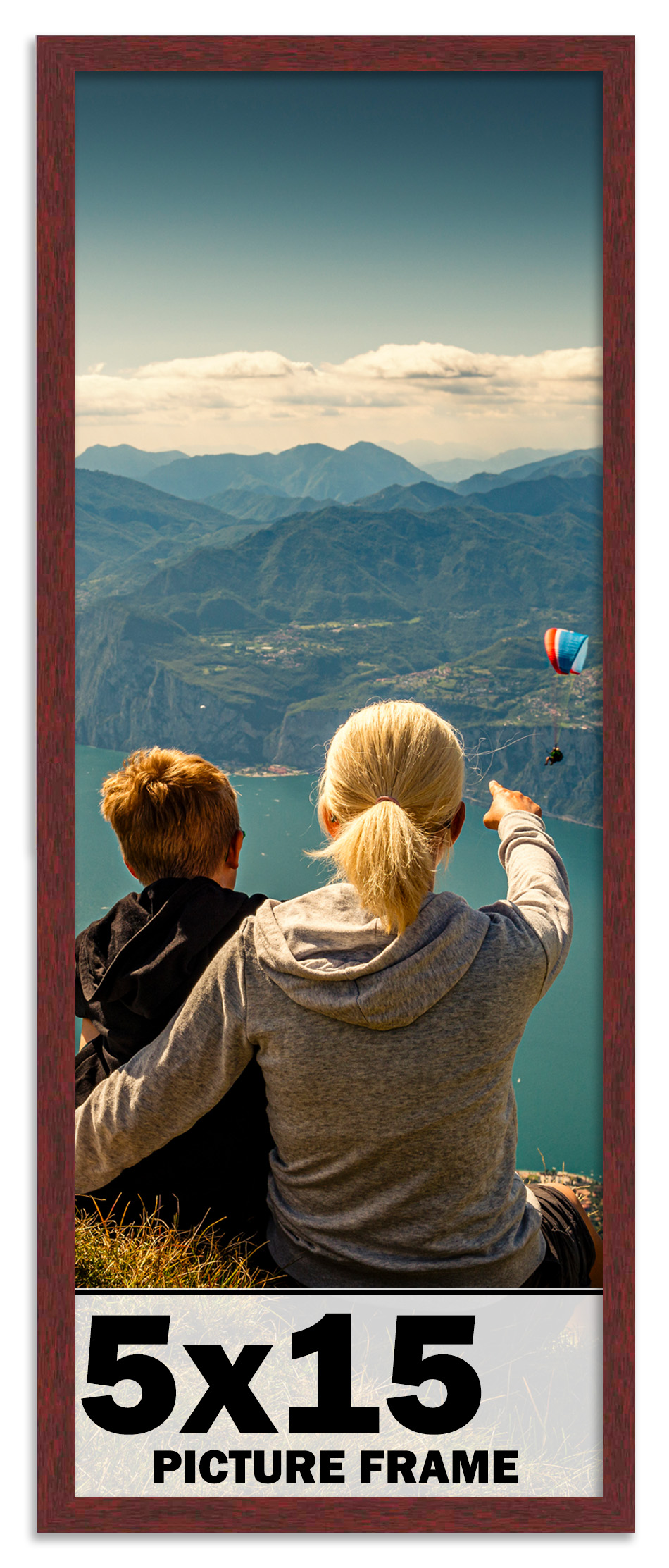 5x15 Frame Brown Mahogany Picture Frame - Solid Wood Frame Kit Includes UV Acryl