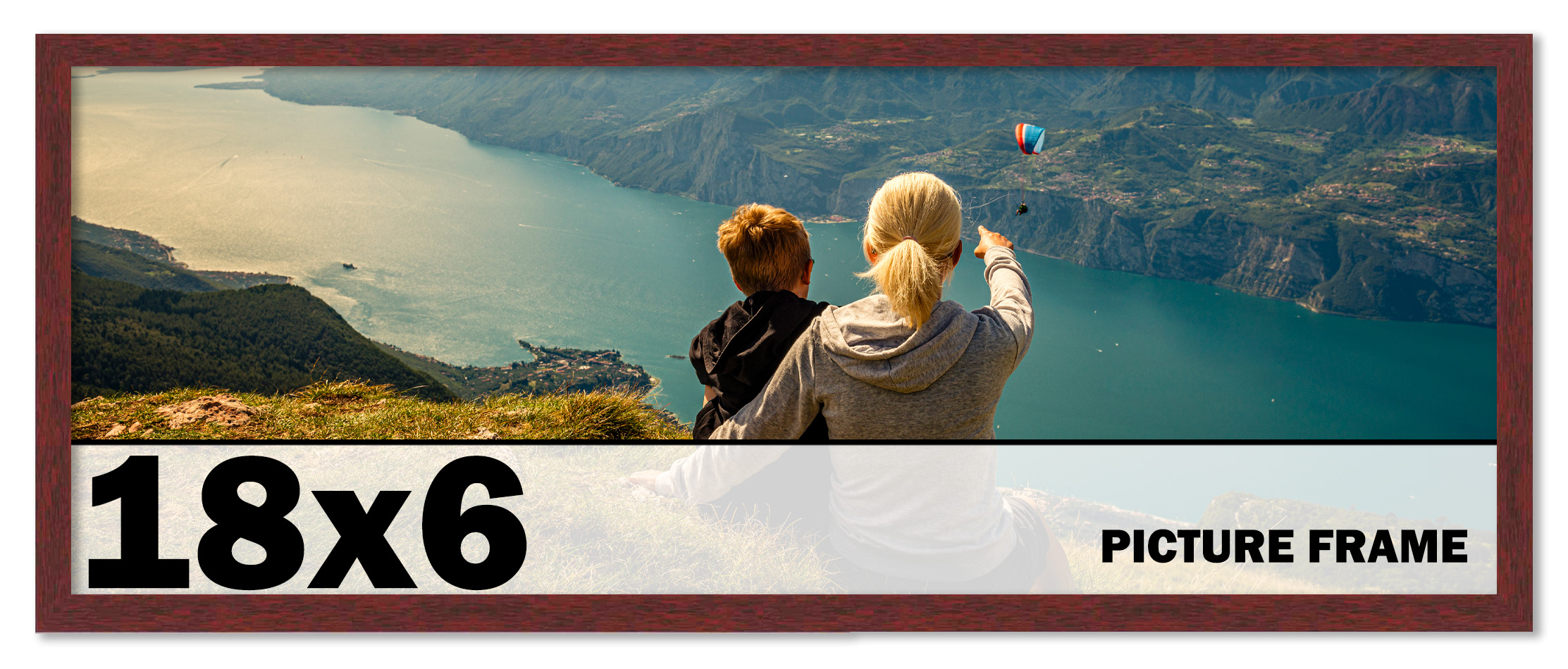 18x6 Frame Brown Picture Frame Complete Modern Photo Frame UV Acrylic, Acid Free