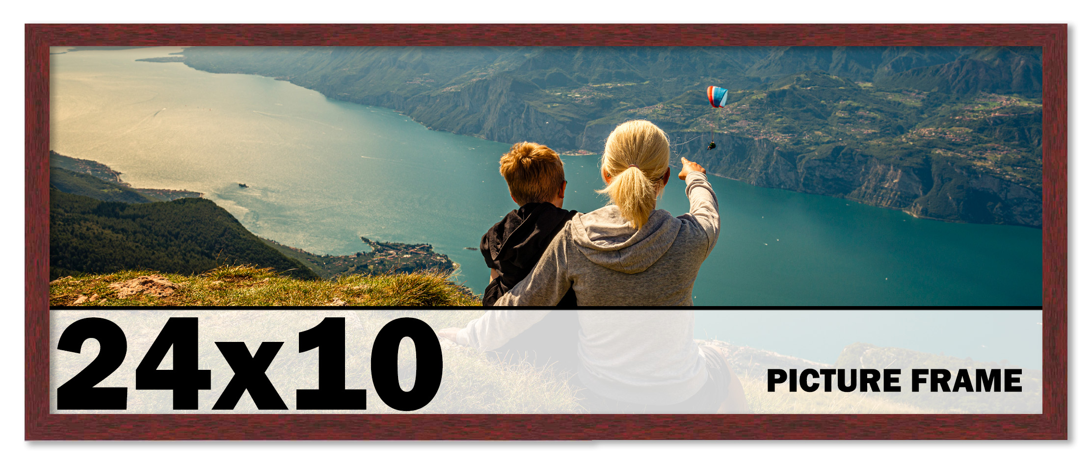 24x10 Frame Brown Mahogany Solid Wood Picture Frame Includes UV Acrylic Plexigla