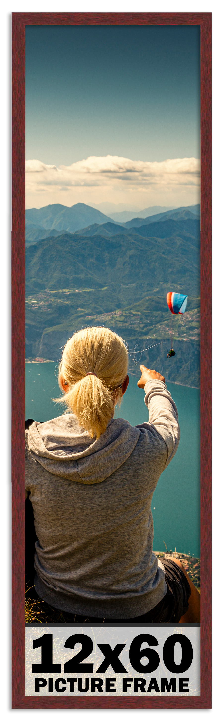 12×60 Frame Brown Picture Frame Modern Photo Frame UV Acrylic, Acid Free Backer