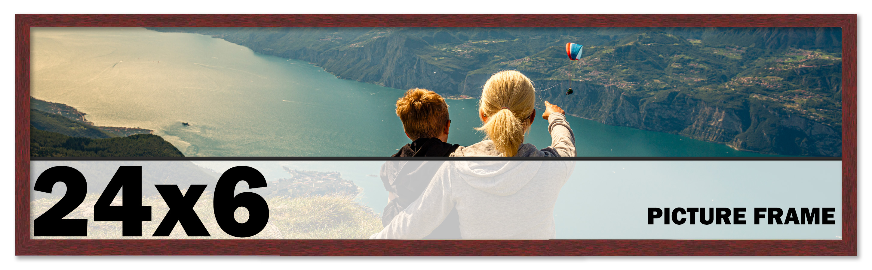 24×6 Frame Brown Picture Frame Complete Modern Photo Frame UV Acrylic, Acid Free