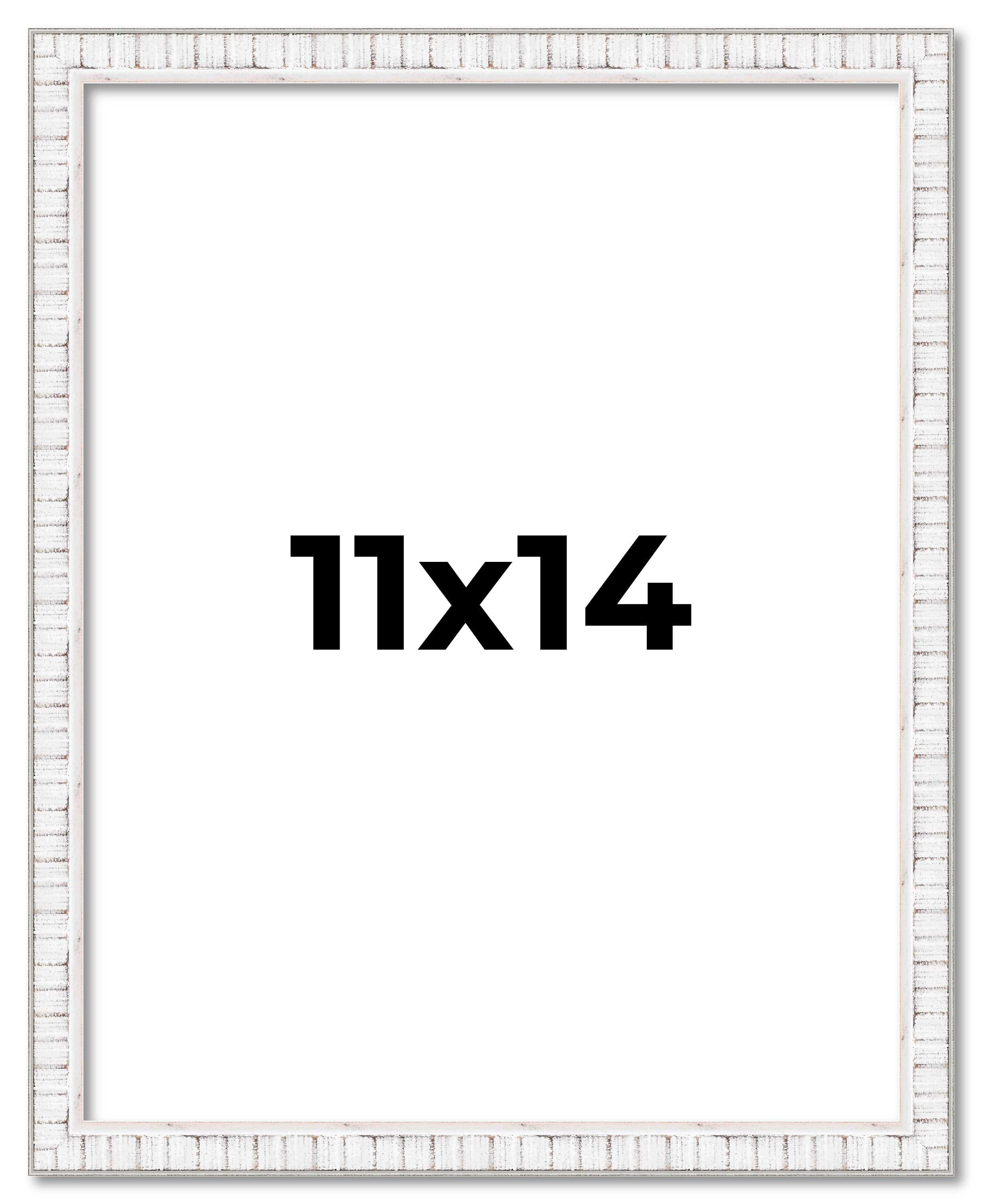 Cornice 11x14 bianca in vero legno larghezza 0,75 pollici | cornice interna profonda