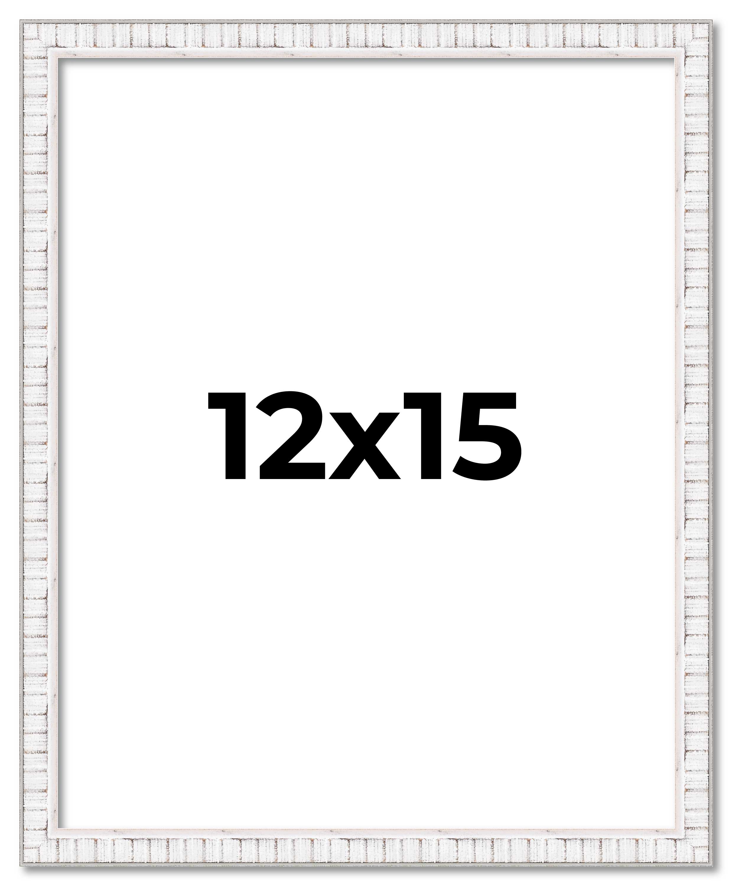 12×15 Frame White Real Wood Picture Frame Width 0.75 inches | Interior Frame Dep