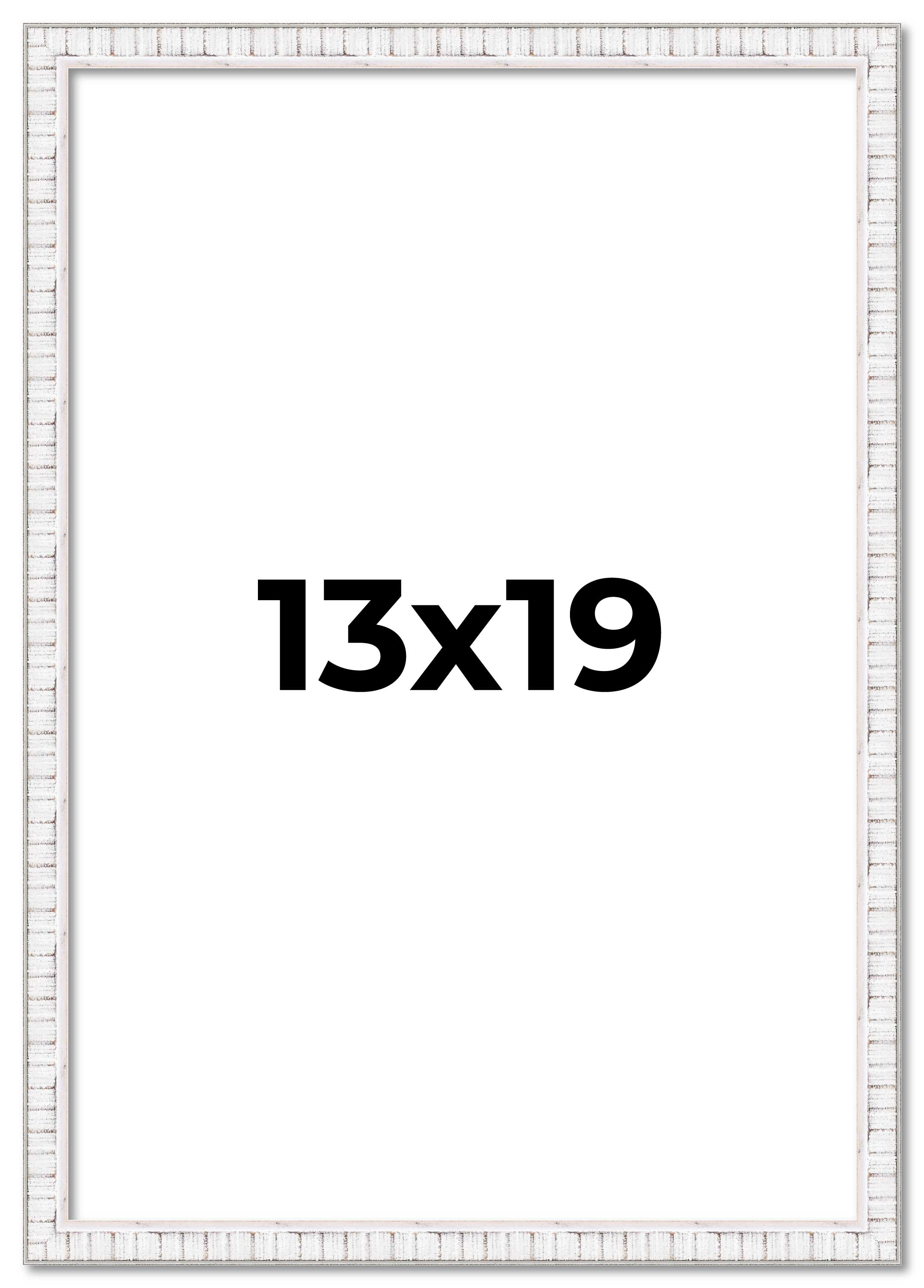 13x19 Frame White Real Wood Picture Frame Width 0.75 inches | Interior Frame Dep main product image
