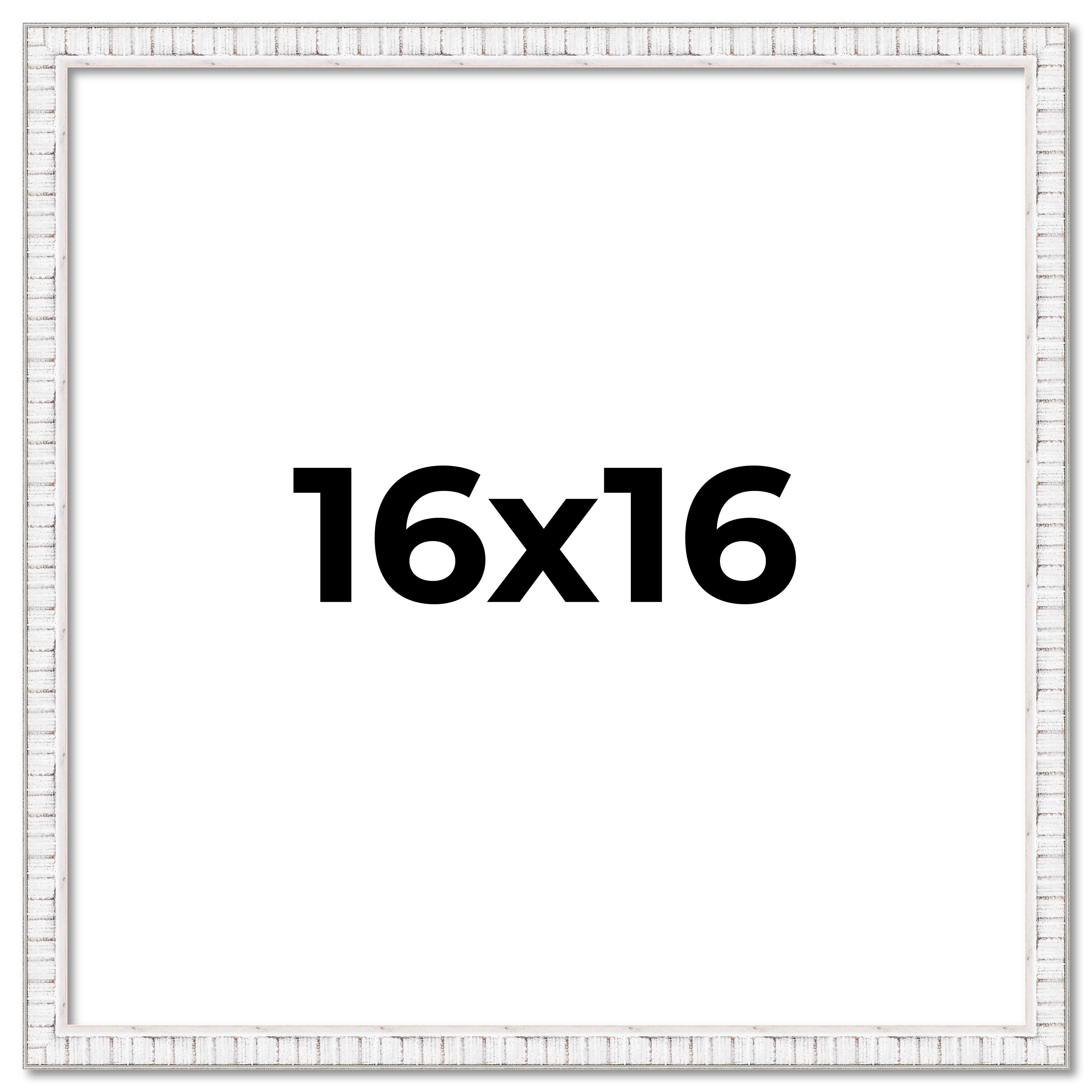 16x16 Frame White Real Wood Picture Frame Width 0.75 inches | Interior Frame Dep main product image