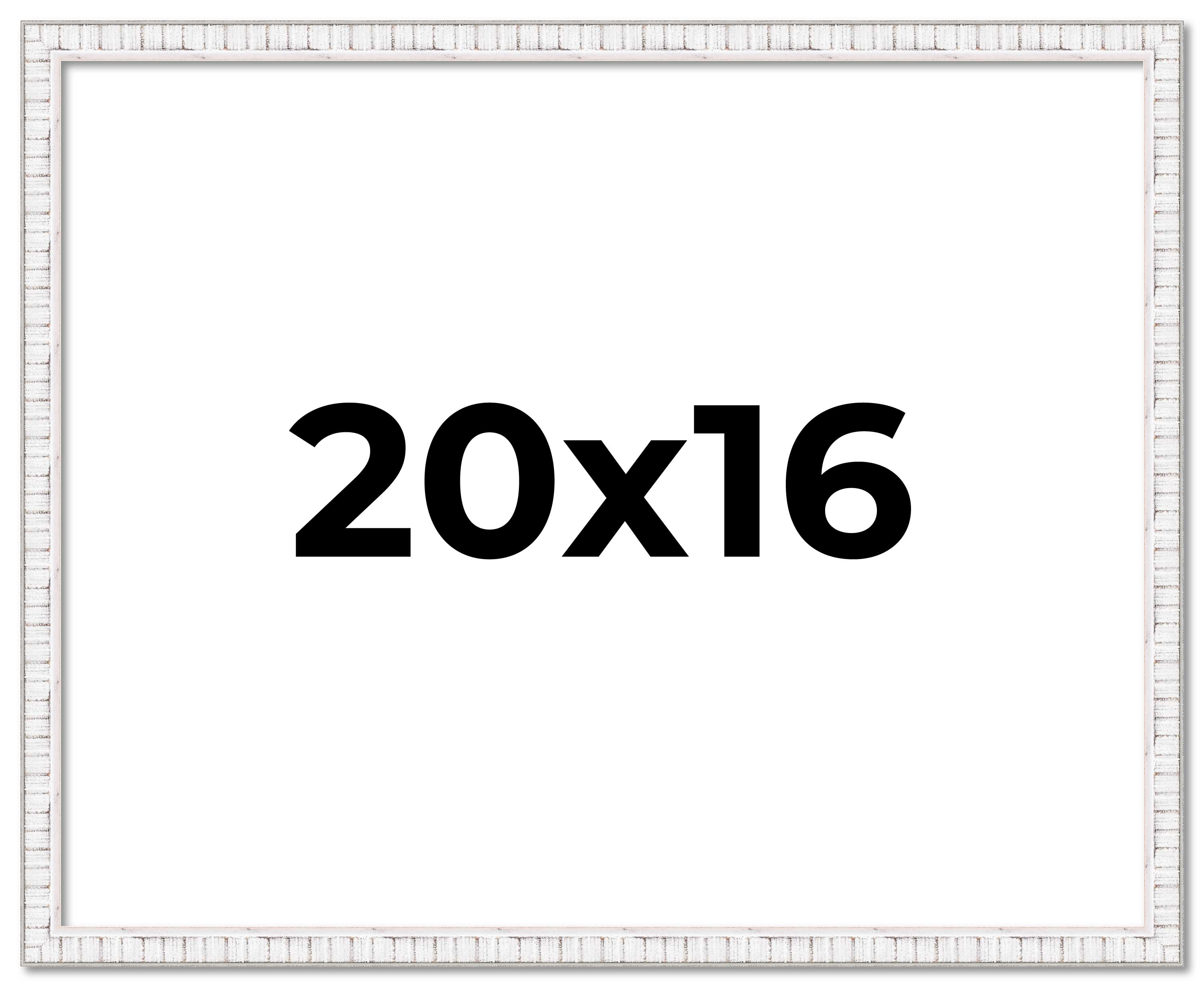 20x16 Frame White Real Wood Picture Frame Width 0.75 inches | Interior Frame Dep