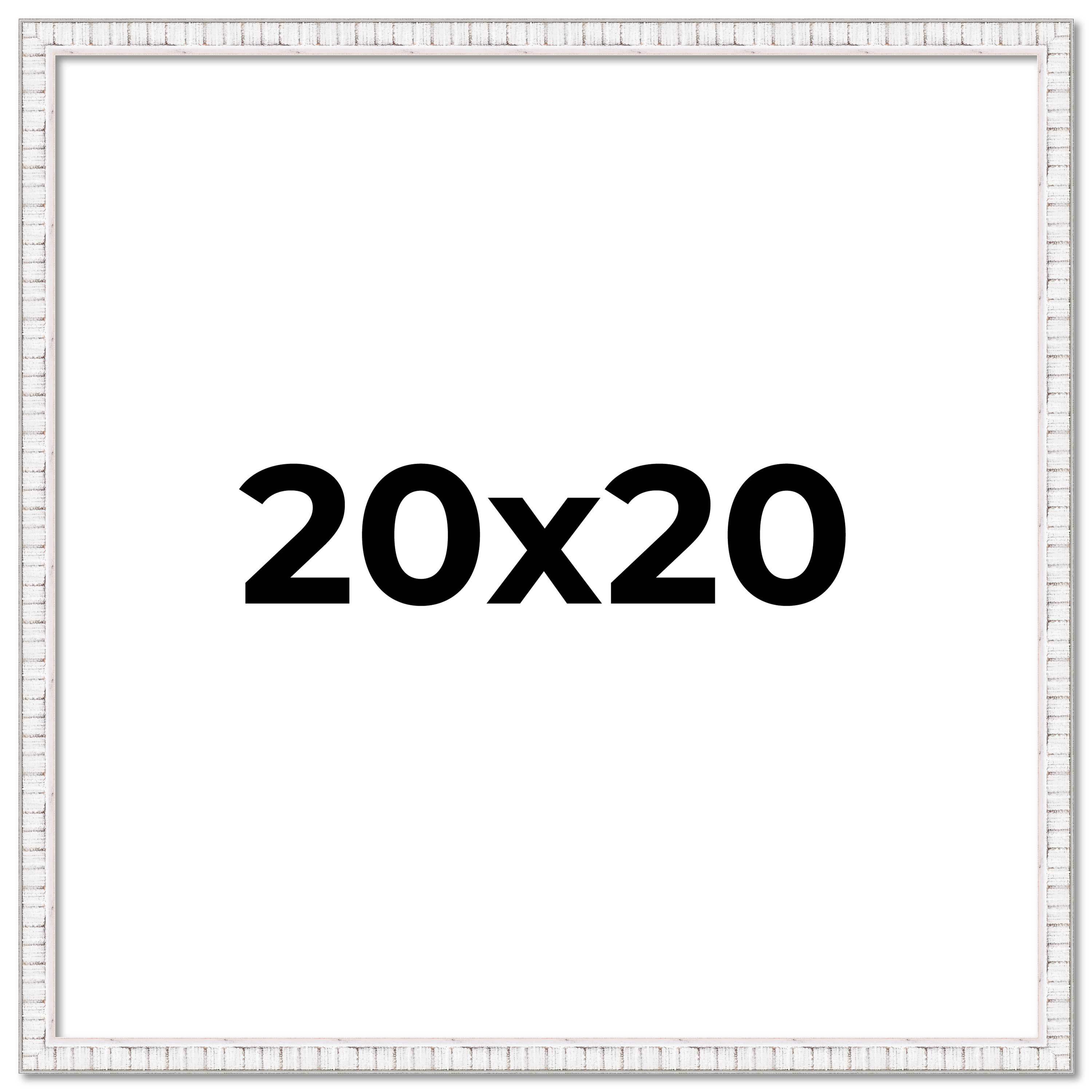 20x20 Frame White Real Wood Picture Frame Width 0.75 inches | Interior Frame Dep main product image