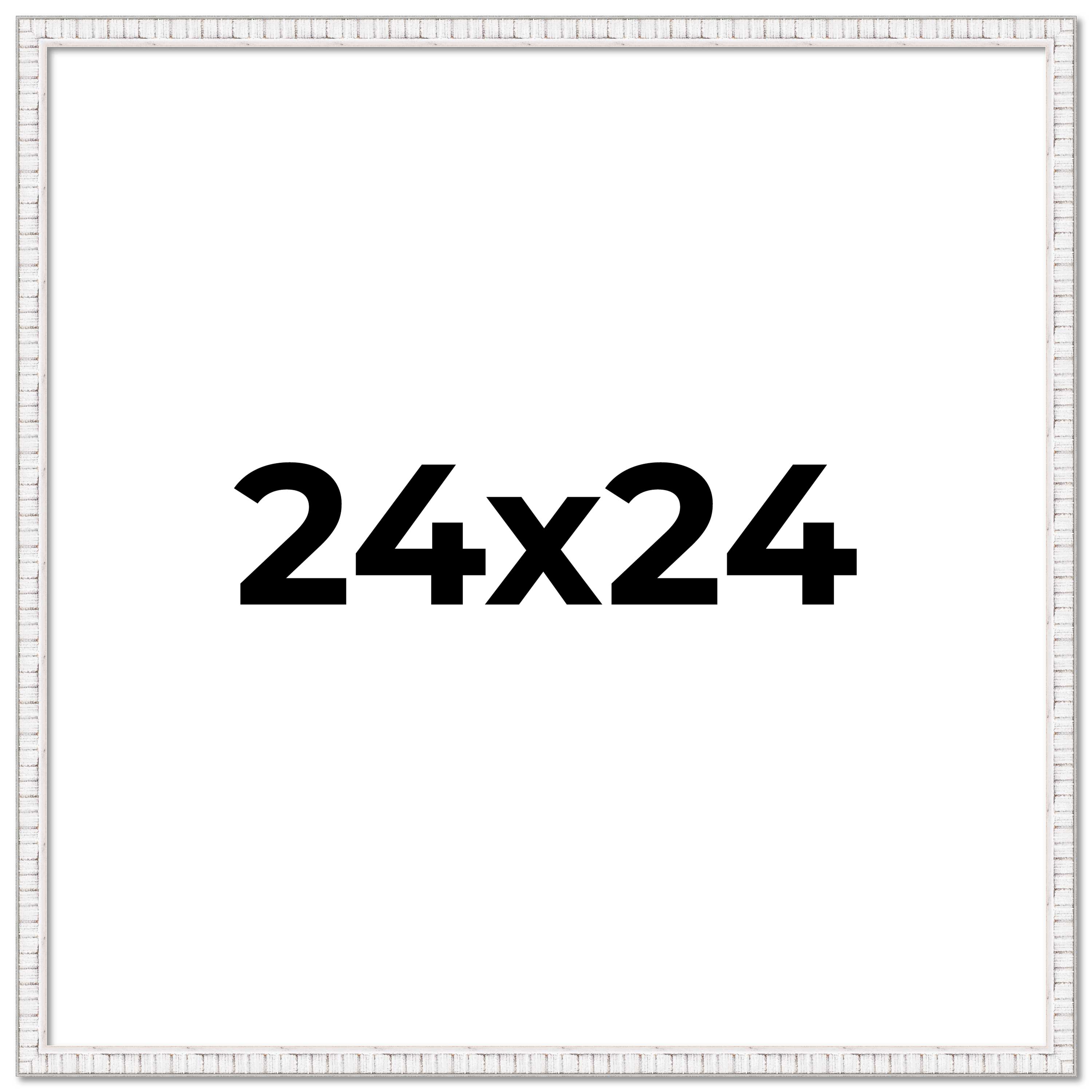 24x24 Frame White Real Wood Picture Frame Width 0.75 inches | Interior Frame Dep