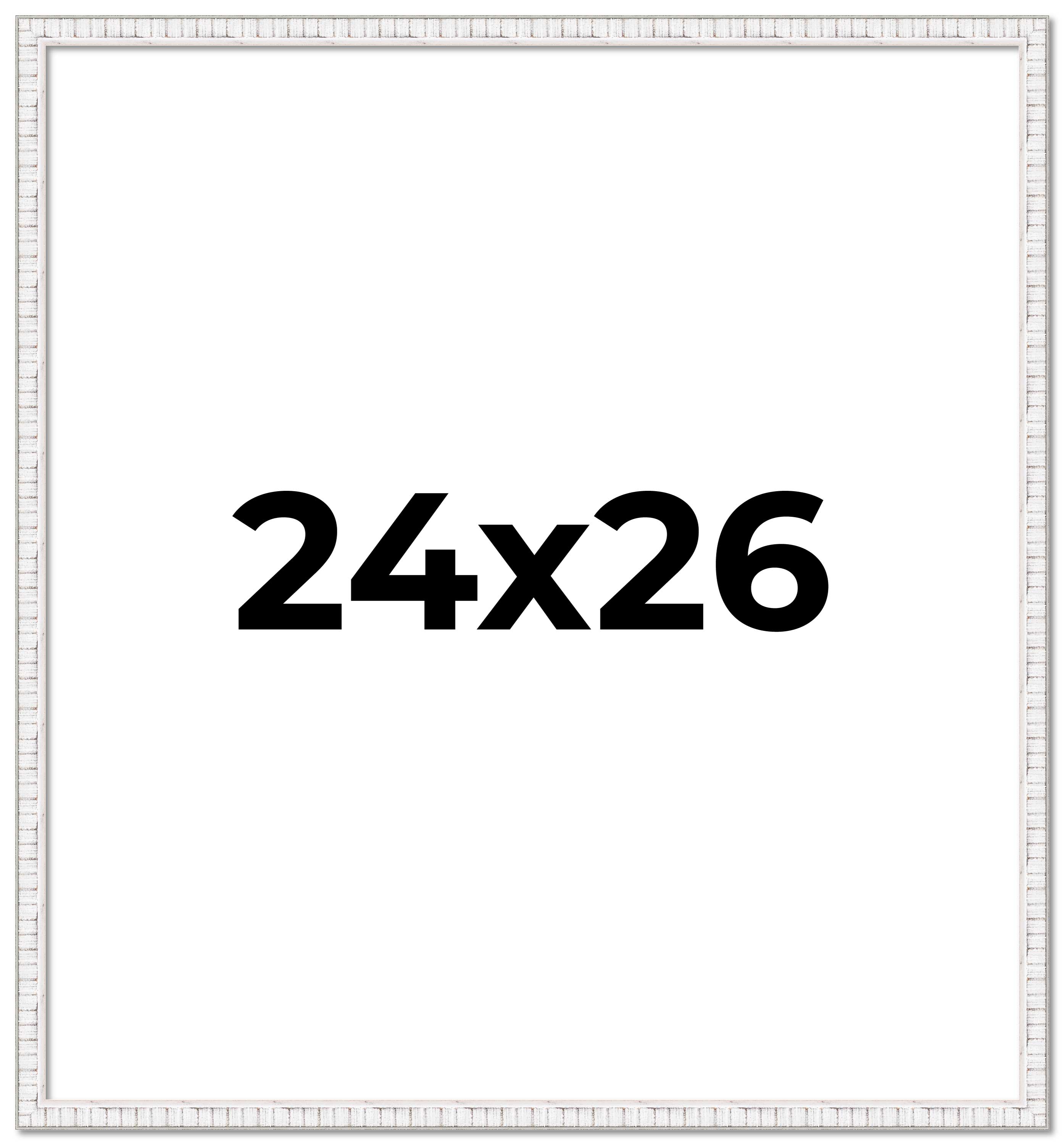 24×26 Frame White Real Wood Picture Frame Width 0.75 inches | Interior Frame Dep