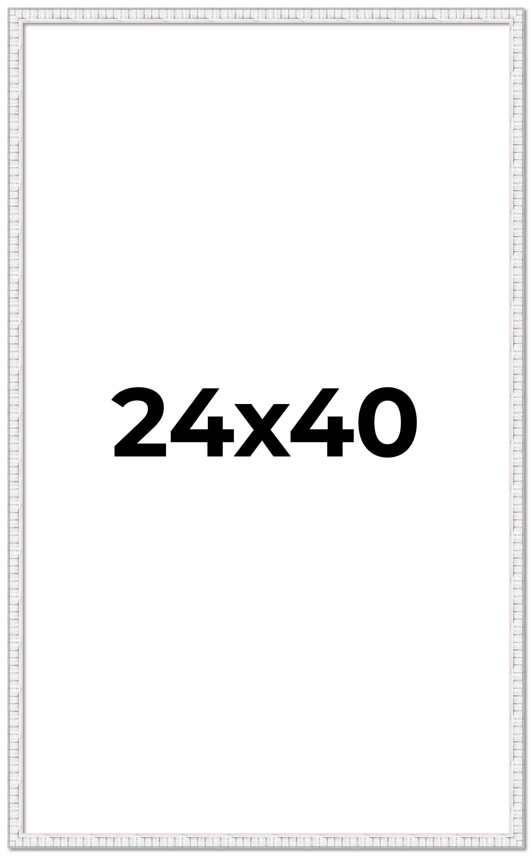 24×40 Frame White Real Wood Picture Frame Width 0.75 inches | Interior Frame Dep