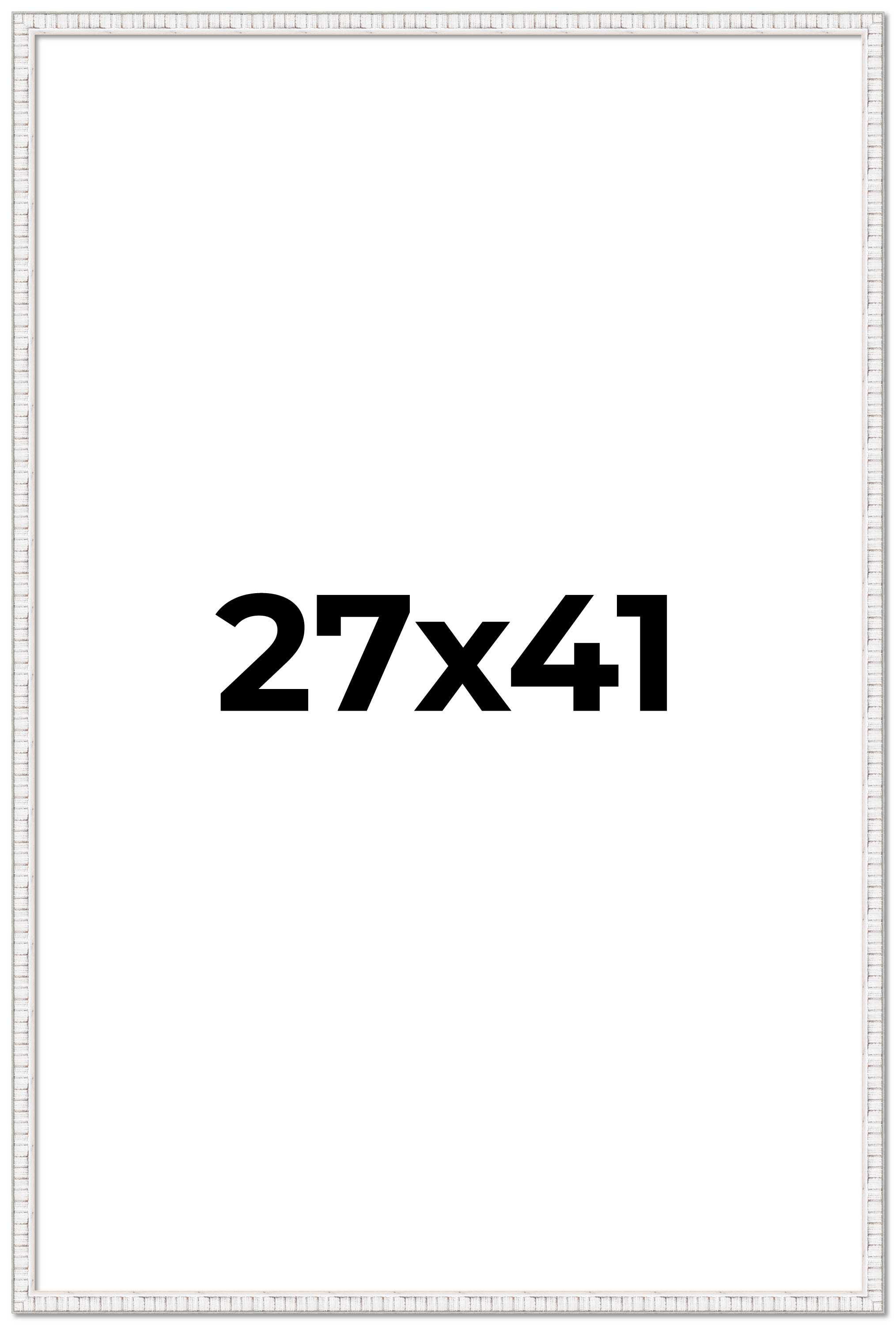 27×41 Frame White Real Wood Picture Frame Width 0.75 inches | Interior Frame Dep