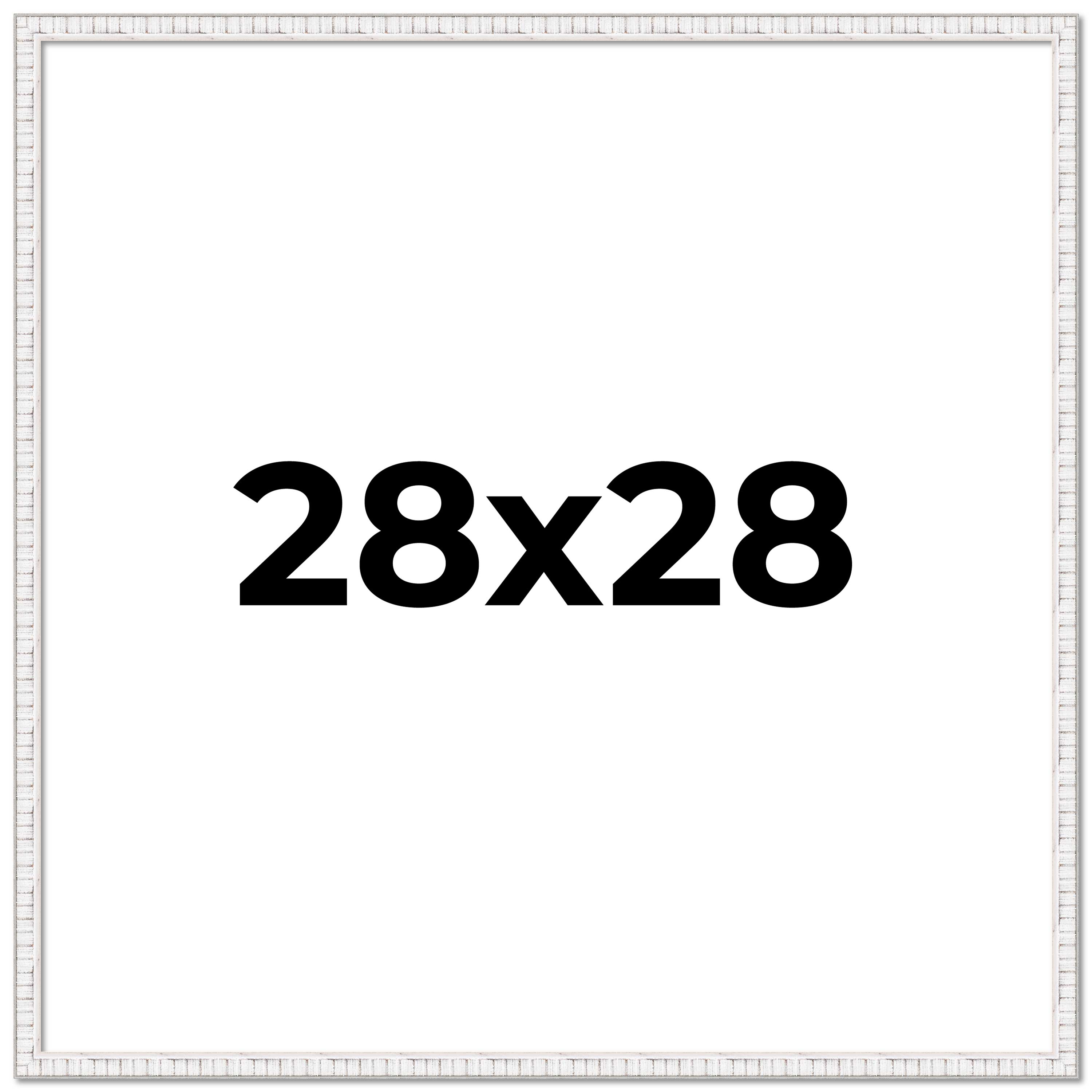28×28 Frame White Real Wood Picture Frame Width 0.75 inches | Interior Frame Dep