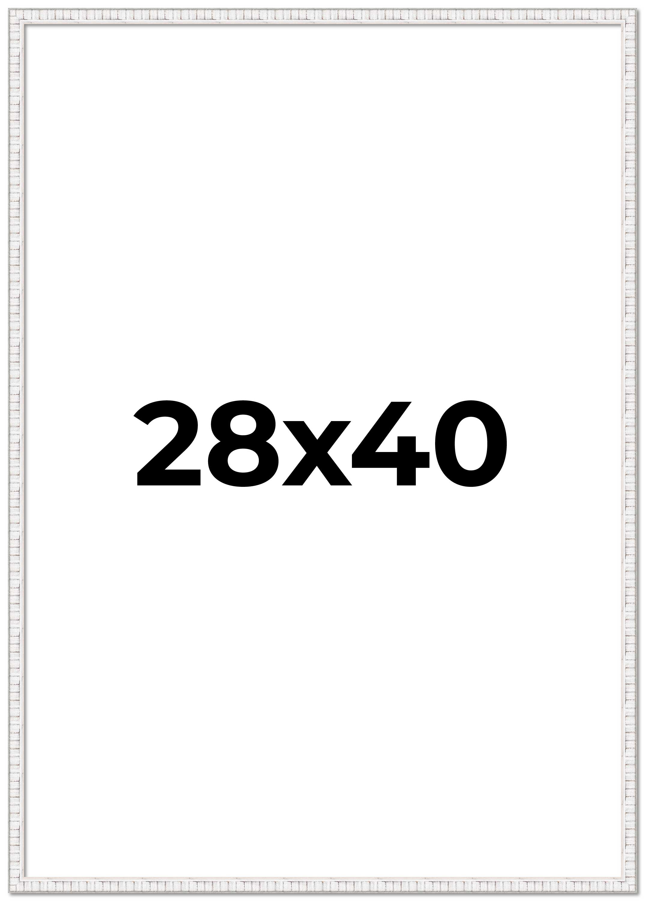 28×40 Frame White Real Wood Picture Frame Width 0.75 inches | Interior Frame Dep