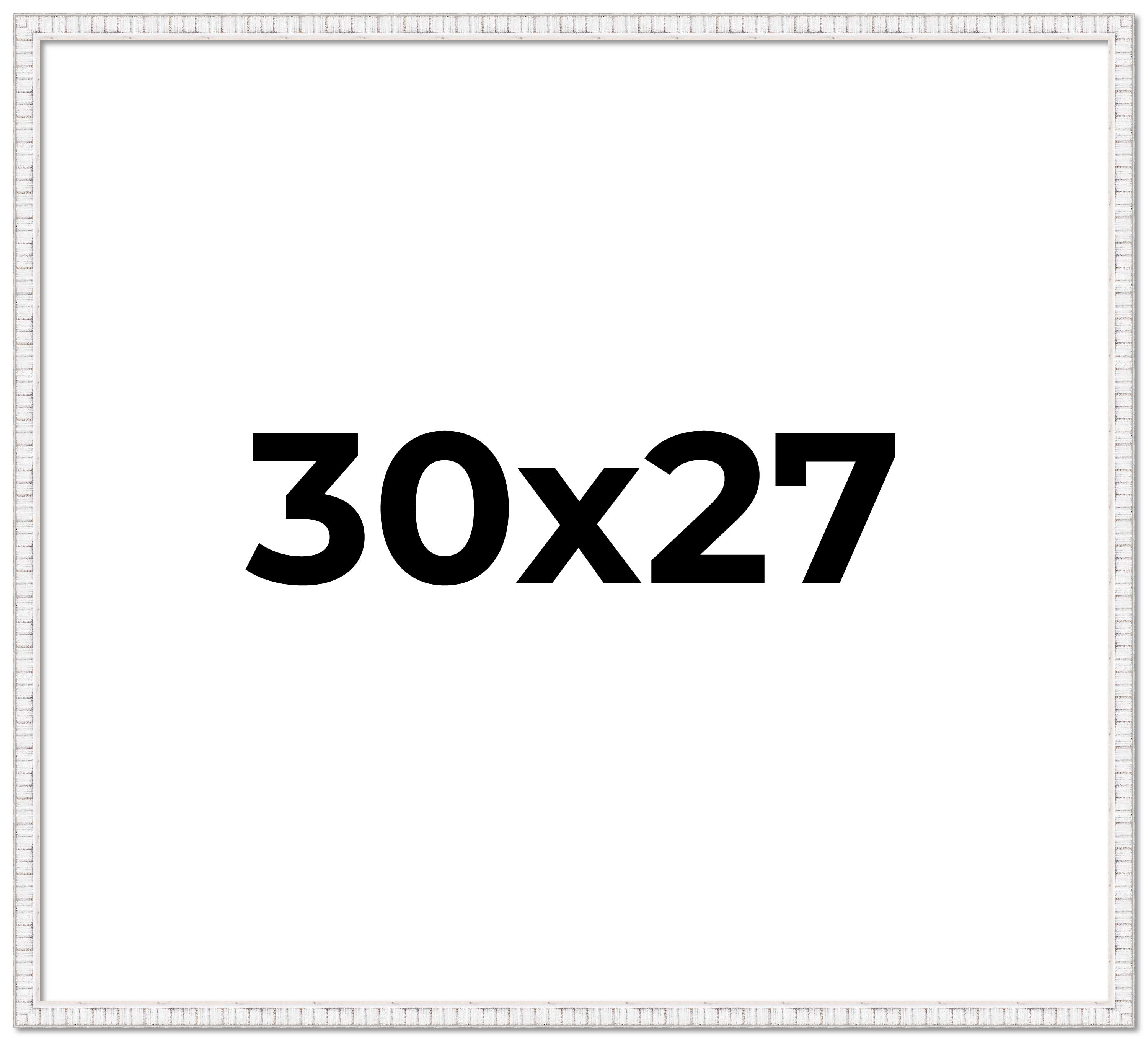 30×27 Frame White Real Wood Picture Frame Width 0.75 inches | Interior Frame Dep