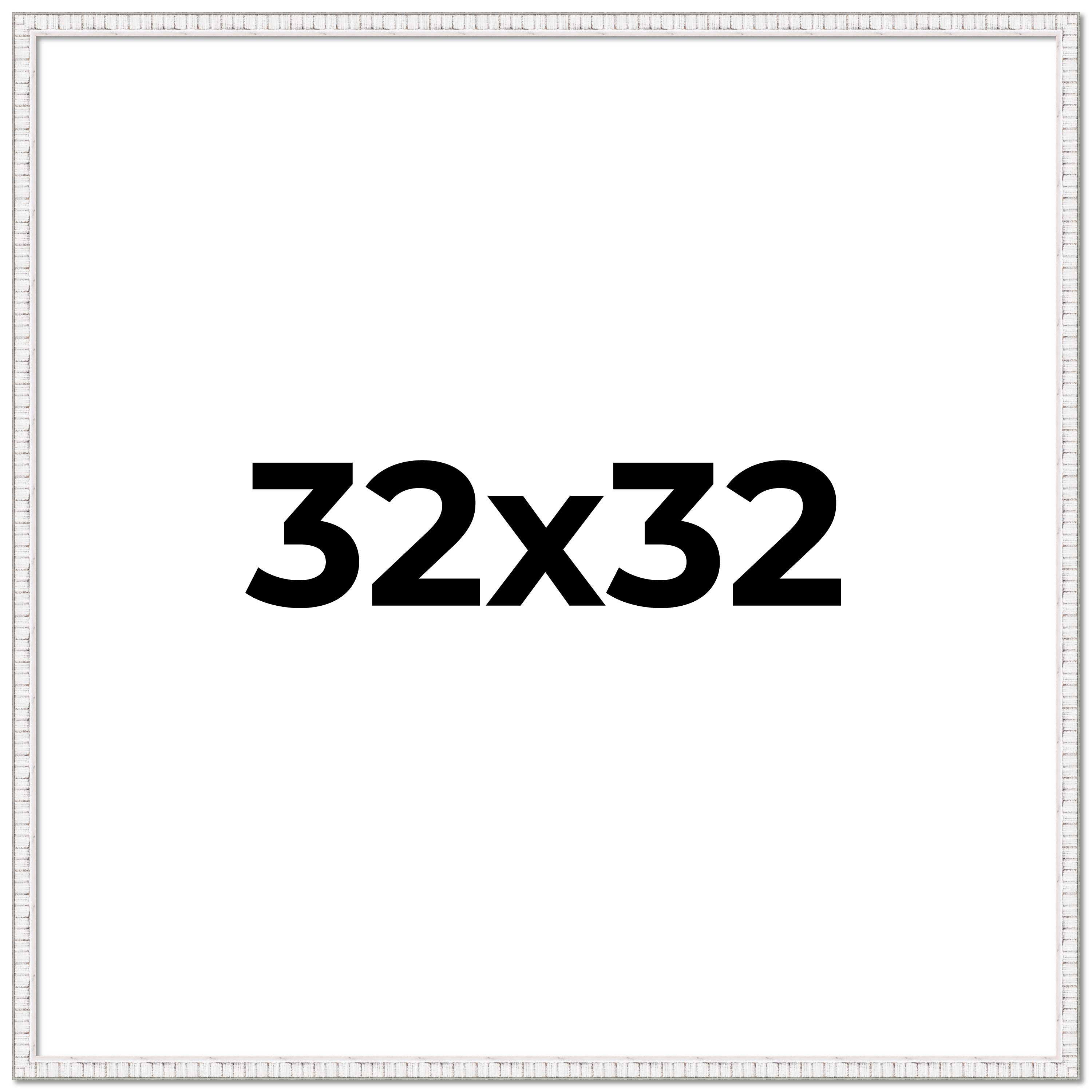 32x32 Frame White Real Wood Picture Frame Width 0.75 inches | Interior Frame Dep main product image