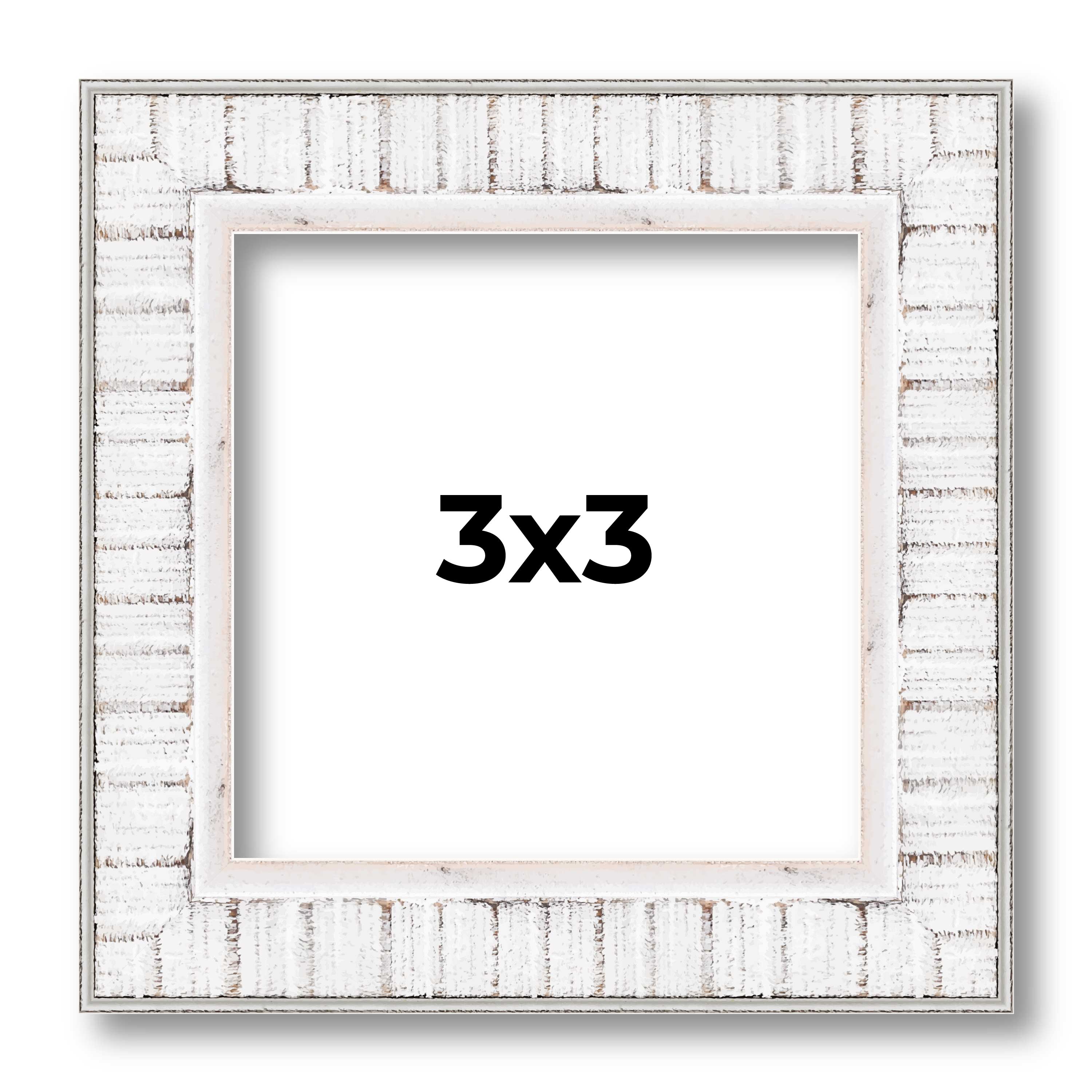 3x3 In Frame White Real Wood Picture Frame Width 0.75 inches | Interior Frame De main product image