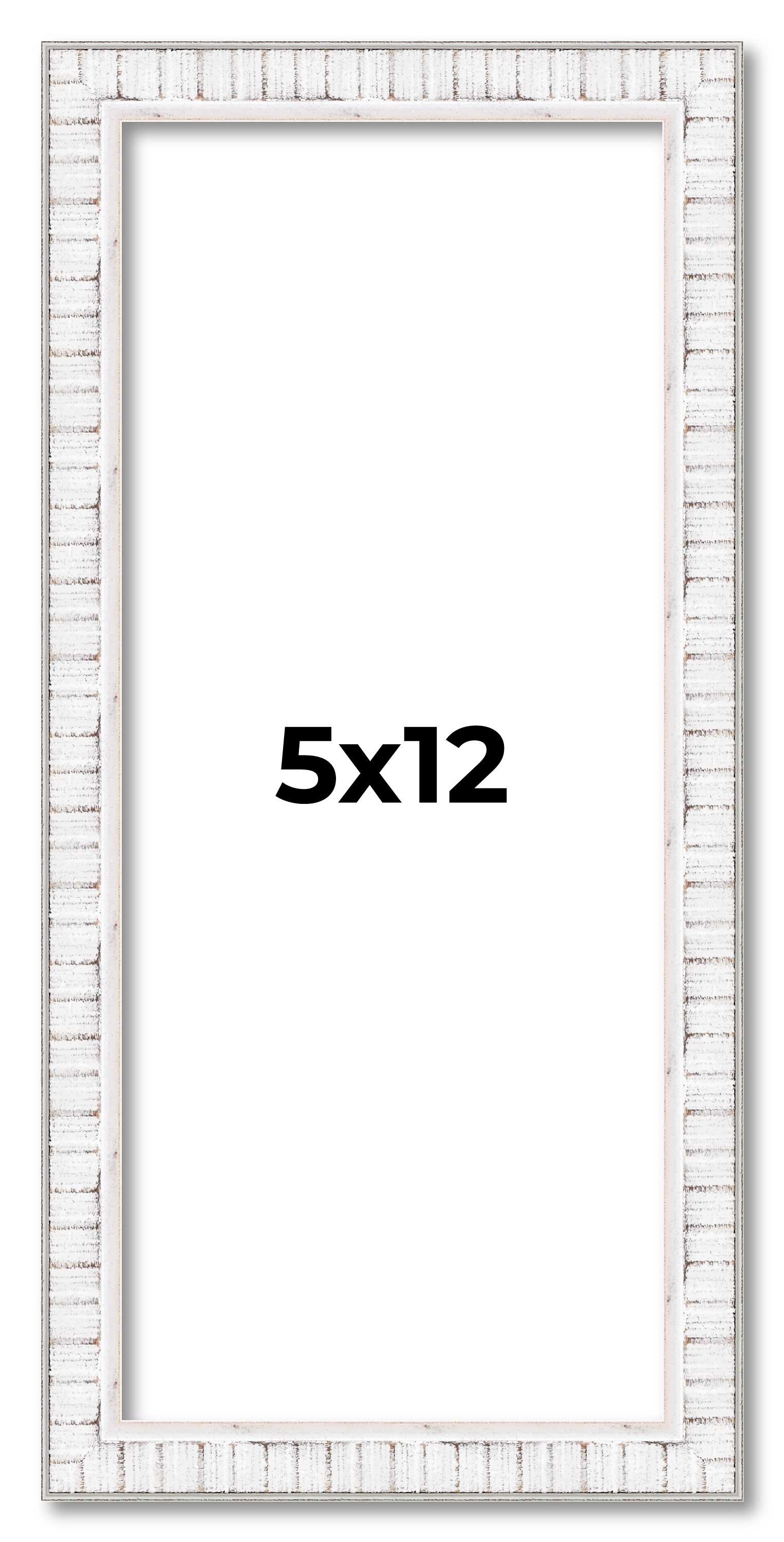5×12 In Frame White Real Wood Picture Frame Width 0.75 inches | Interior Frame D