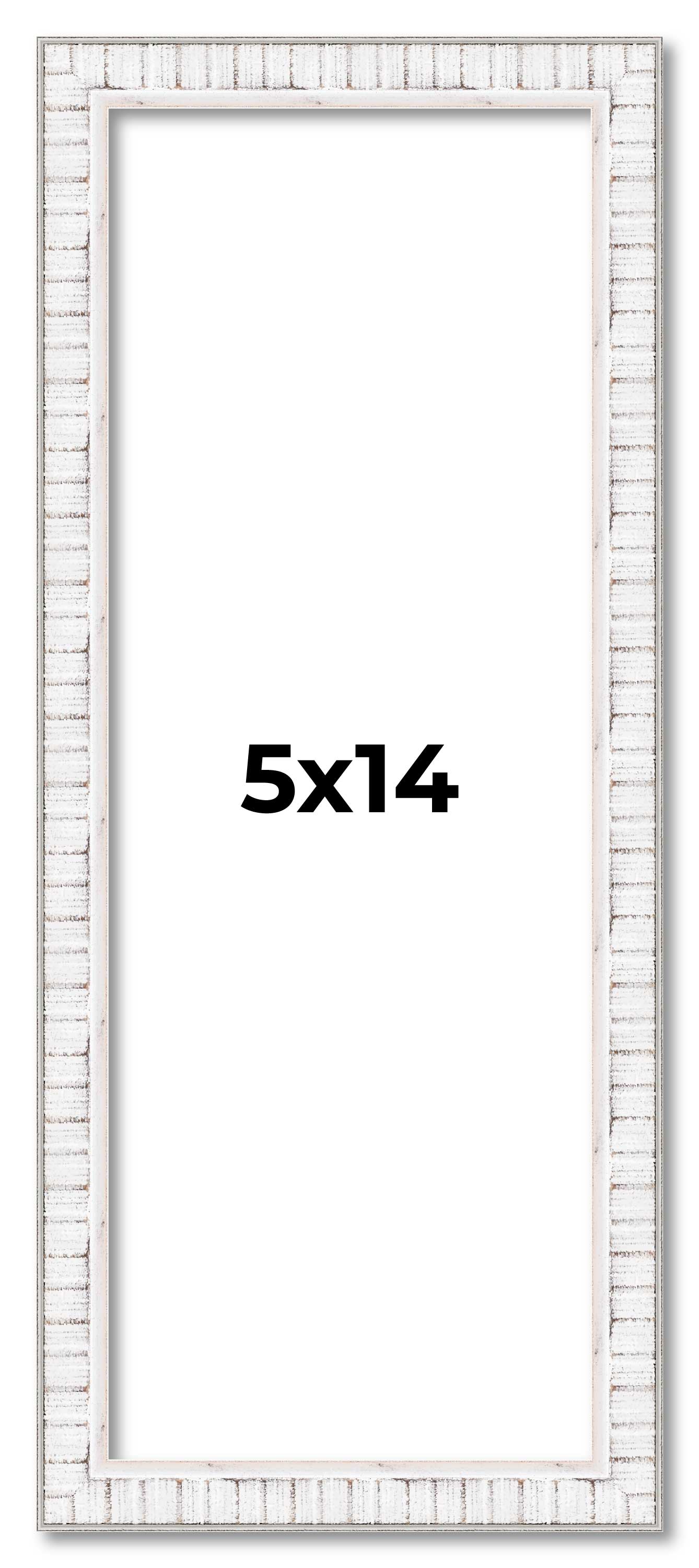 5×14 In Frame White Real Wood Picture Frame Width 0.75 inches | Interior Frame D