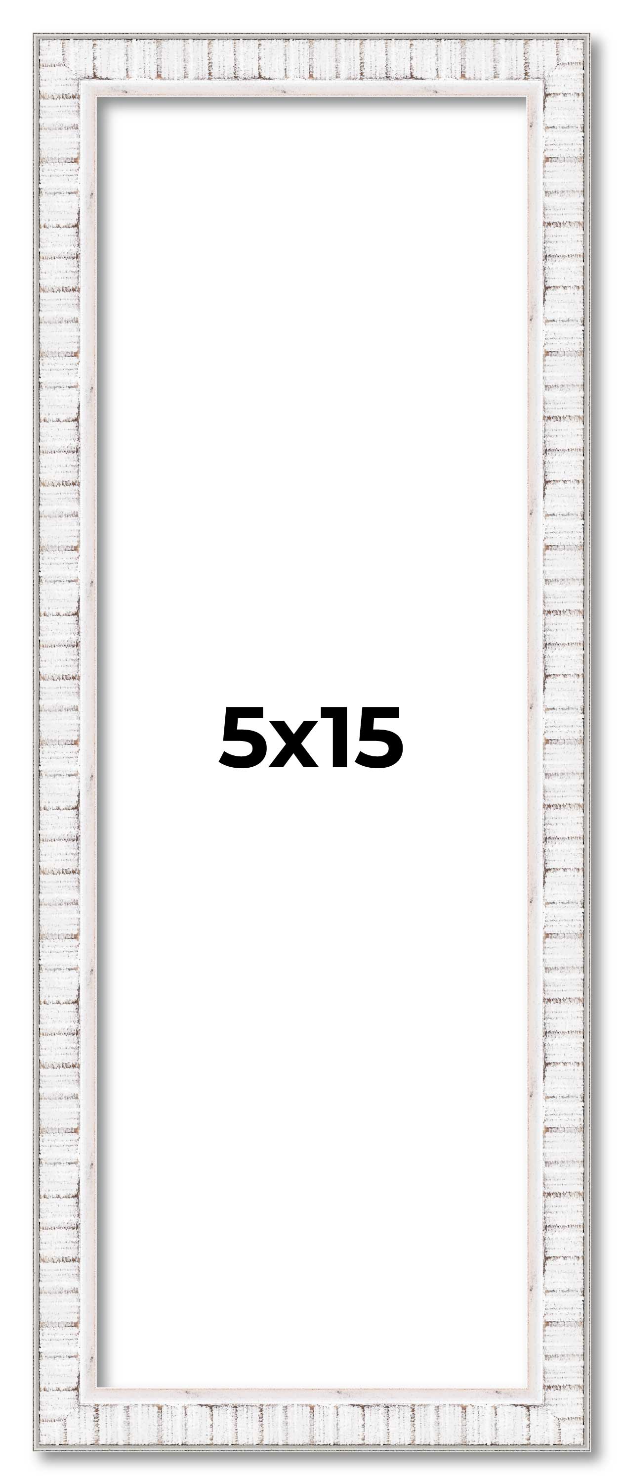 5×15 In Frame White Real Wood Picture Frame Width 0.75 inches | Interior Frame D