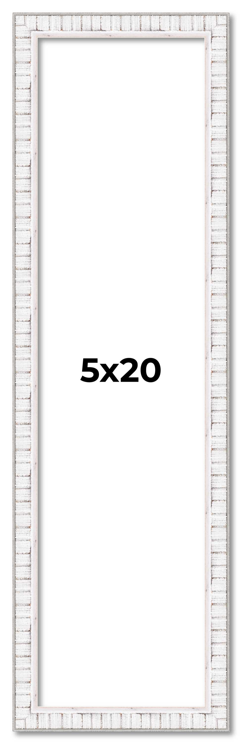 5×20 In Frame White Real Wood Picture Frame Width 0.75 inches | Interior Frame D
