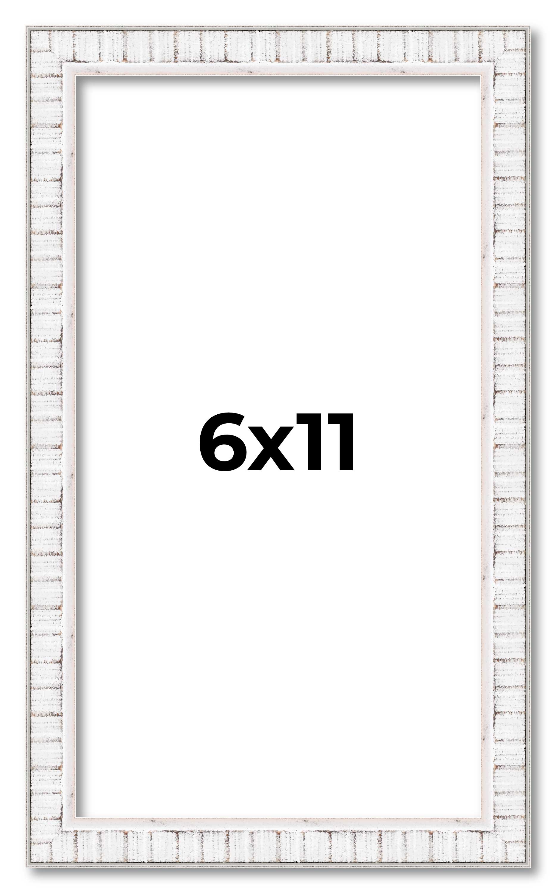 6x11 Frame White Real Wood Picture Frame Width 0.75 inches | Interior Frame Dept main product image