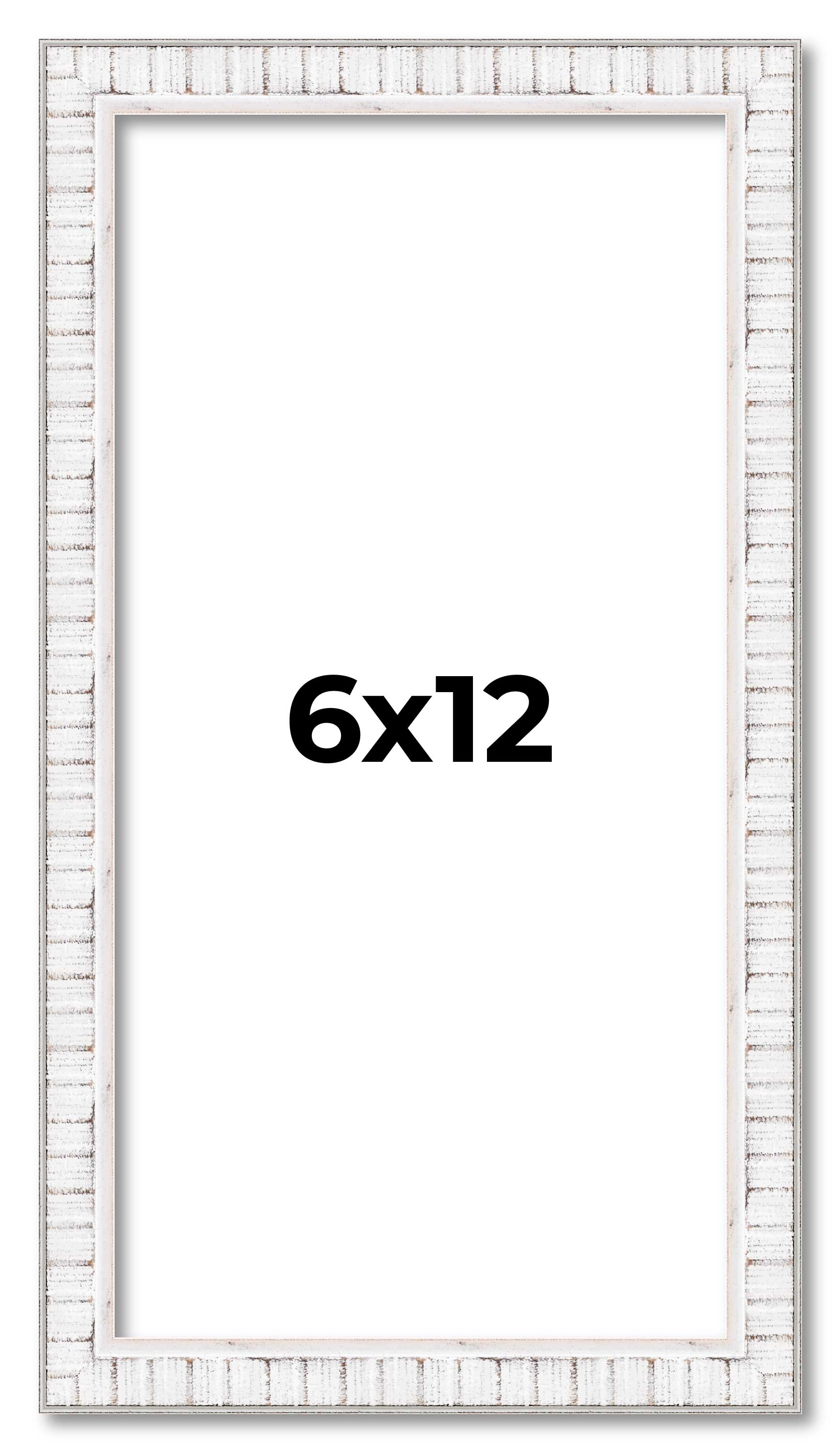 6x12 Frame White Real Wood Picture Frame Width 0.75 inches | Interior Frame Dept