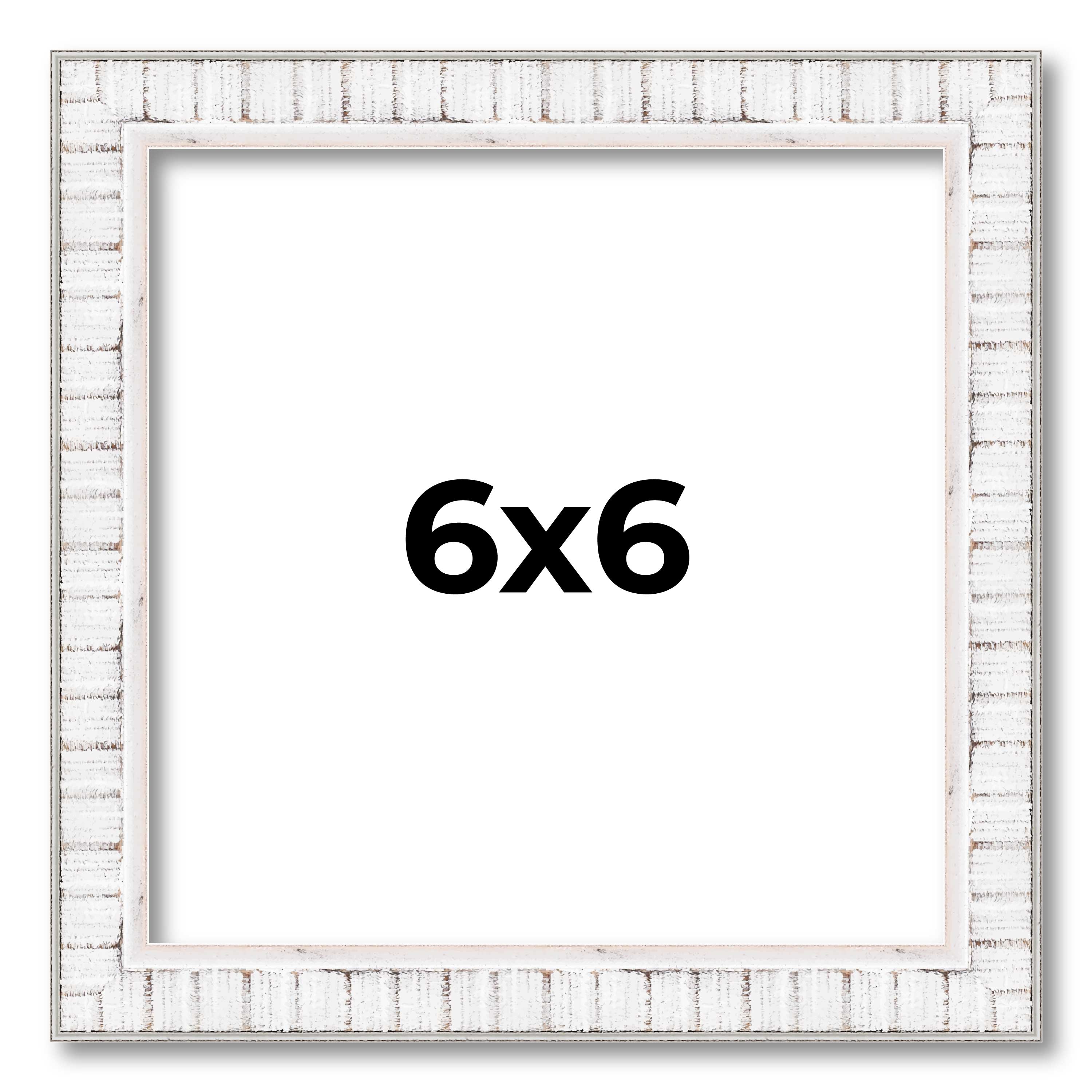 6×6 Frame White Real Wood Picture Frame Width 0.75 inches | Interior Frame Depth