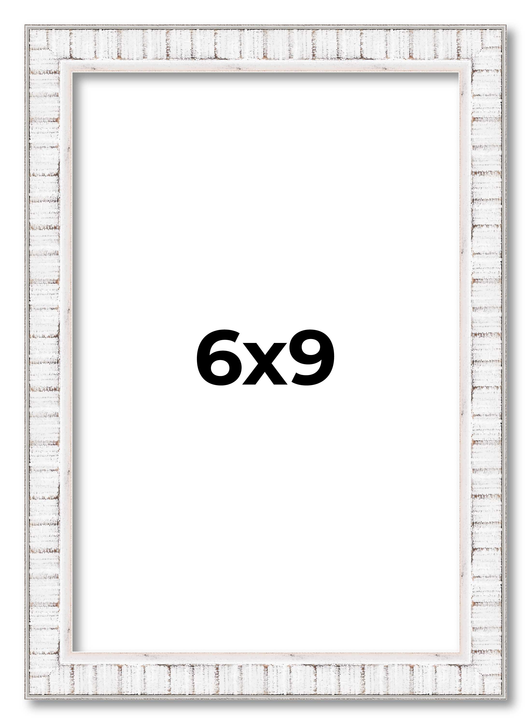6x9 Frame White Real Wood Picture Frame Width 0.75 inches | Interior Frame Depth main product image