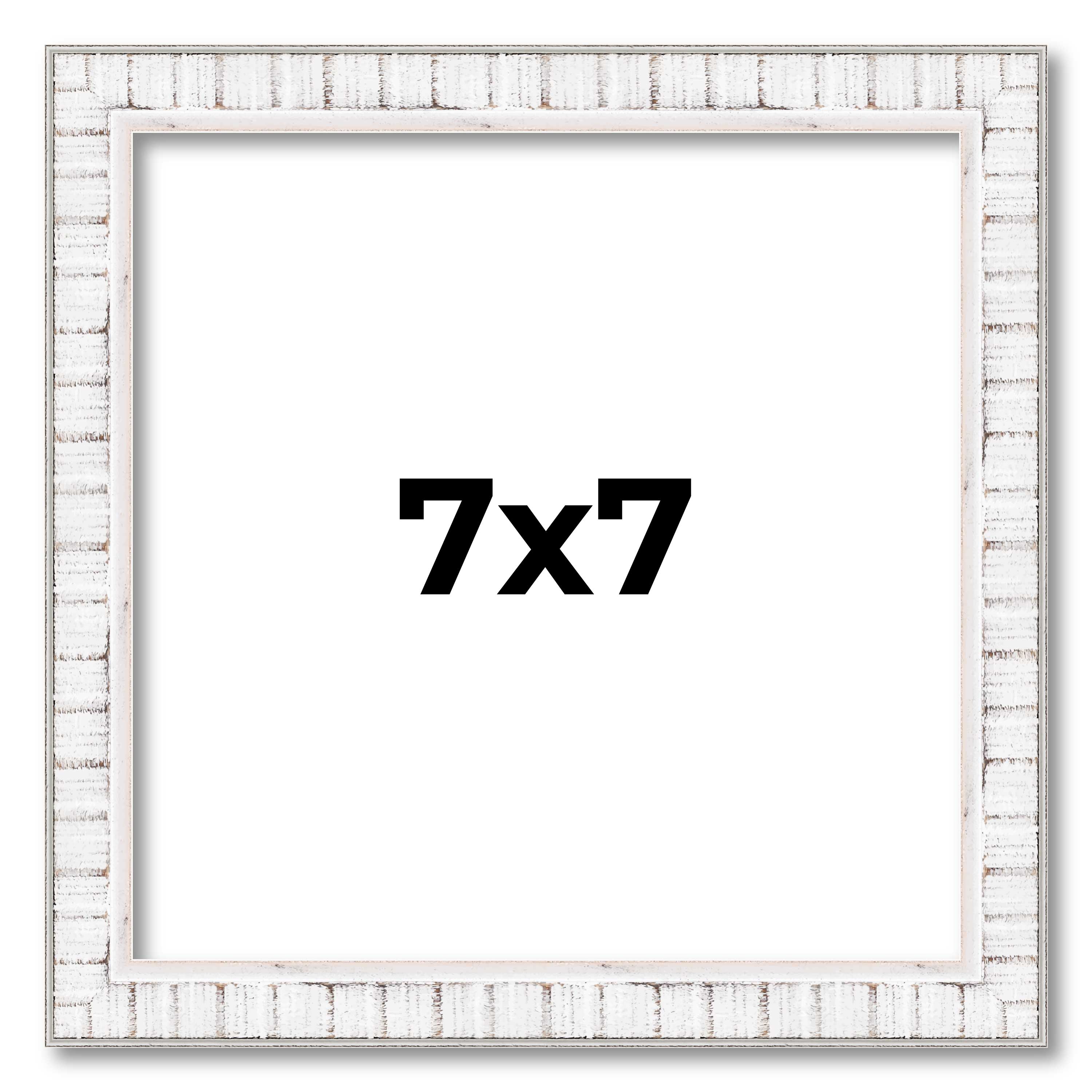 7×7 Frame White Real Wood Picture Frame Width 0.75 inches | Interior Frame Depth