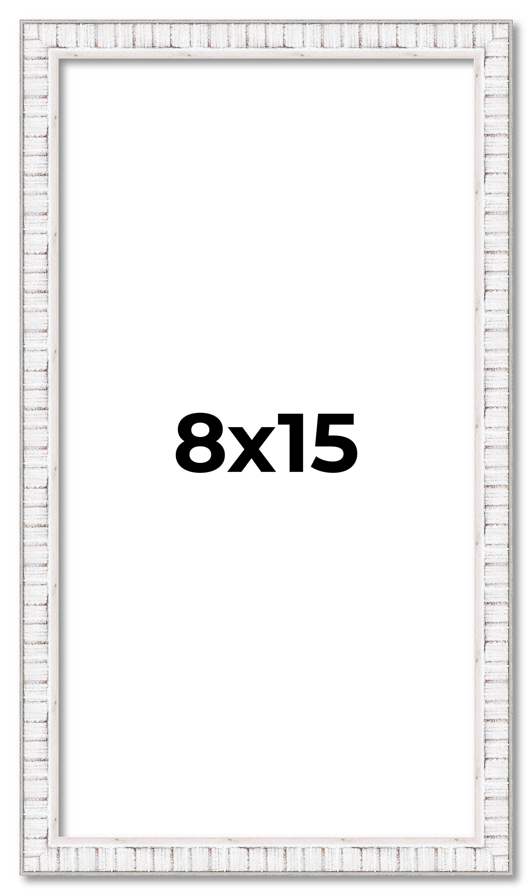 8×15 Frame White Real Wood Picture Frame Width 0.75 inches | Interior Frame Dept