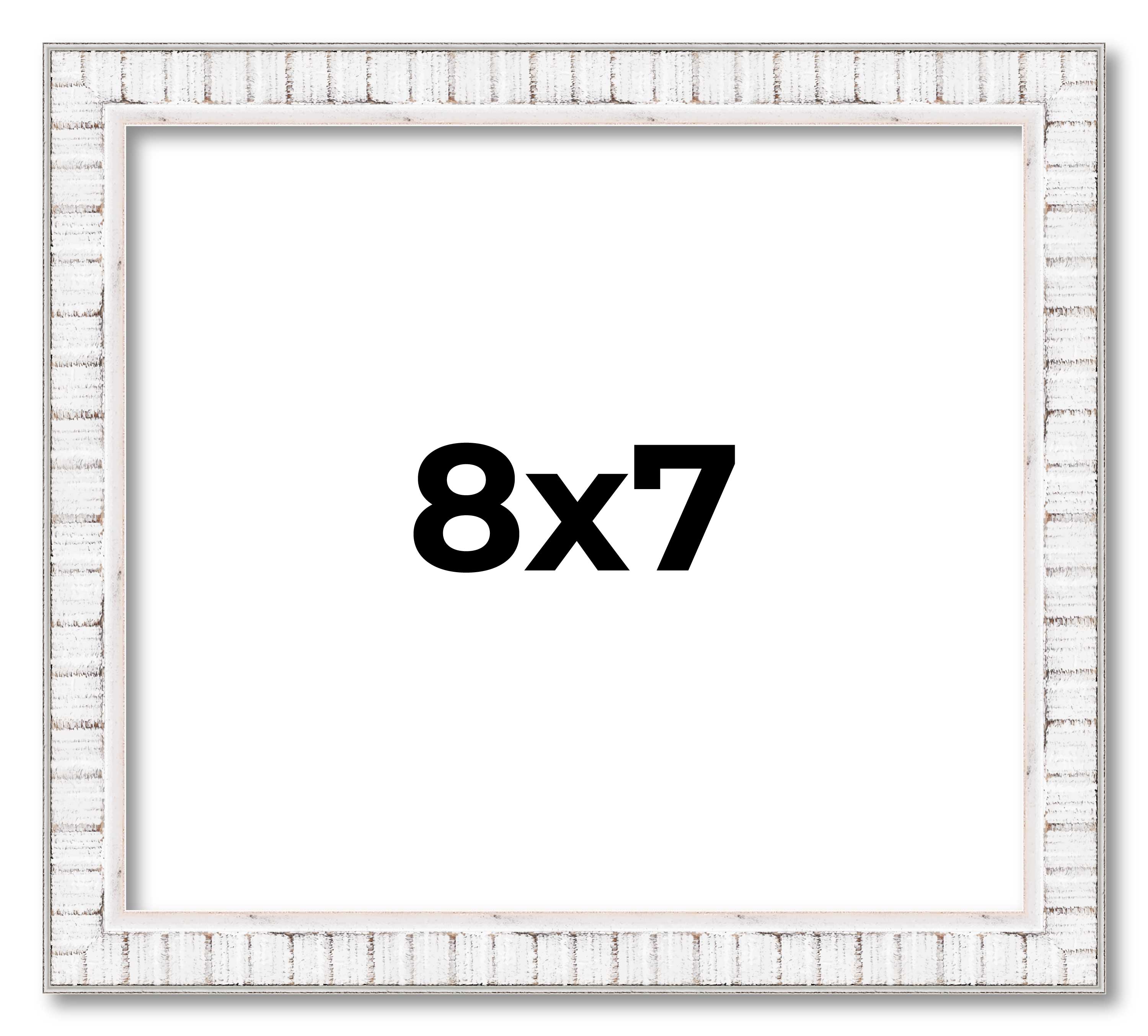8x7 Frame White Real Wood Picture Frame Width 0.75 inches | Interior Frame Depth main product image