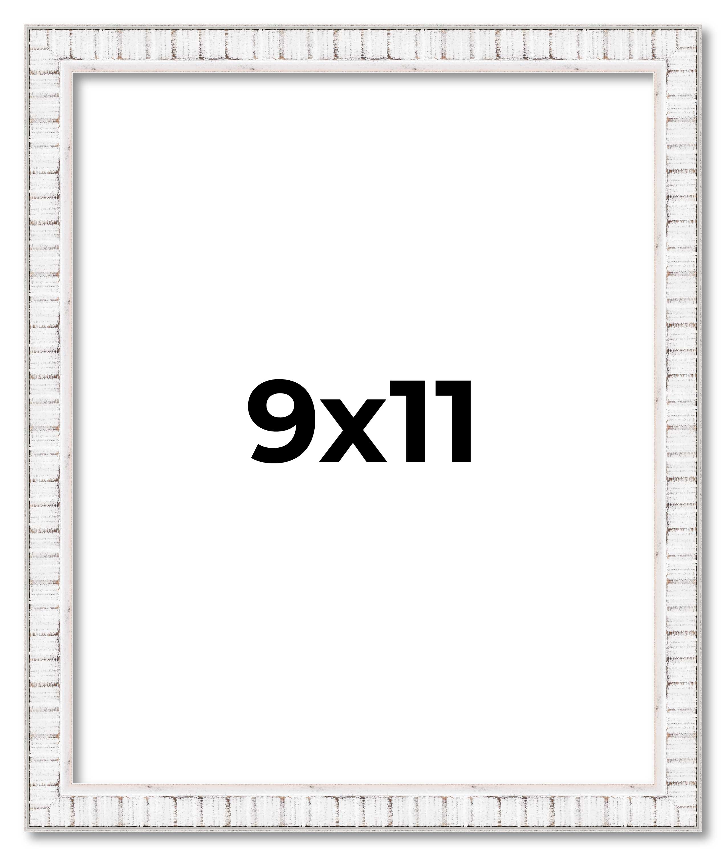 9x11 Frame White Scuffed Rustic Solid Wood Picture Frame | 0.75 Inch Moulding Wi - Bild 1 von 9
