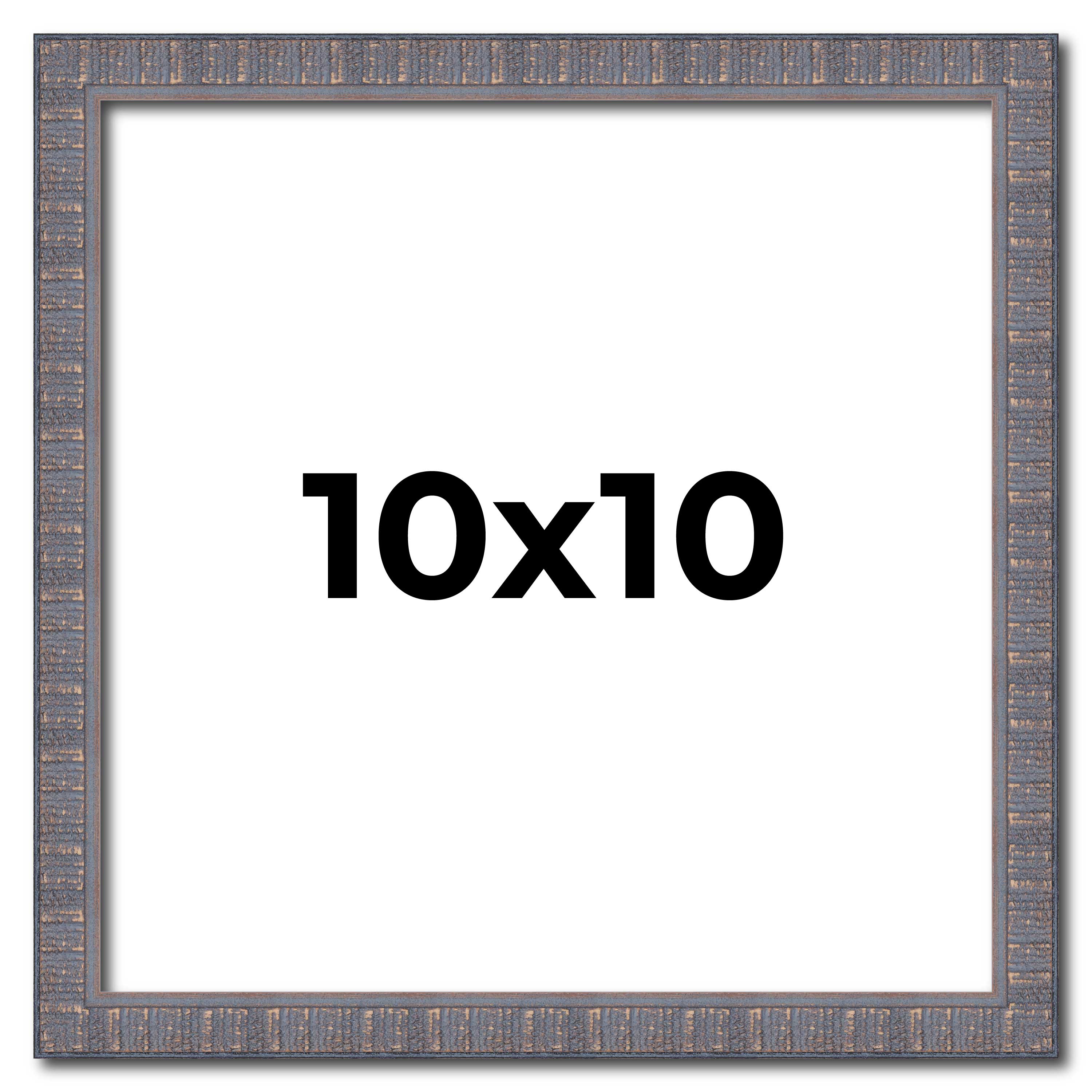 10x10 Frame Blue Kingsley Pewter Solid Wood Picture Frame Width 0.75 Inches |Int main product image