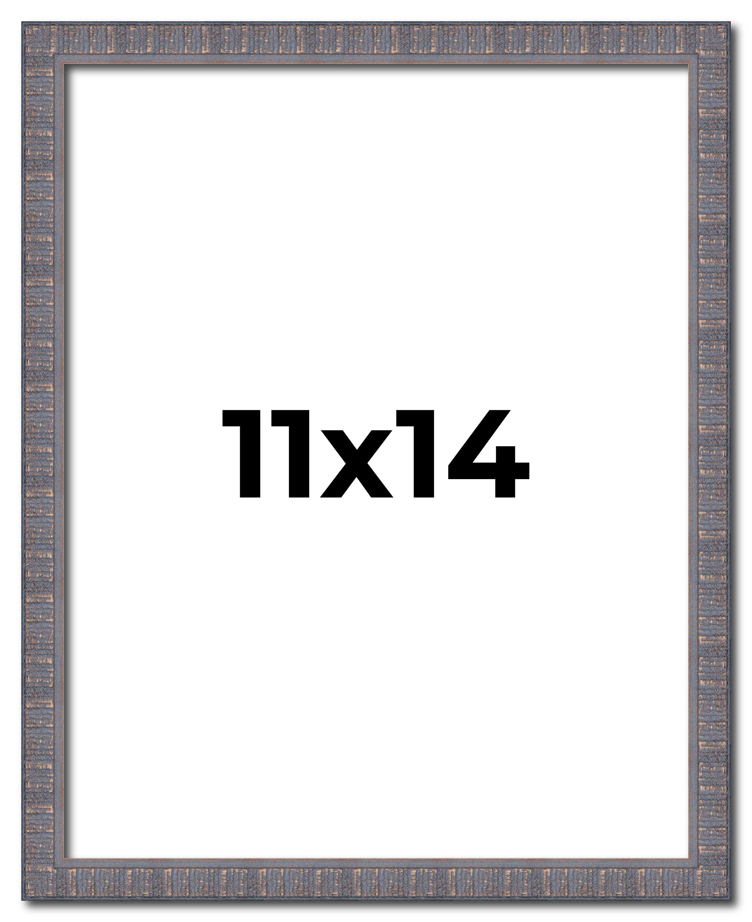 11×14 Frame Blue Kingsley Pewter Solid Wood Picture Frame Width 0.75 Inches |Int