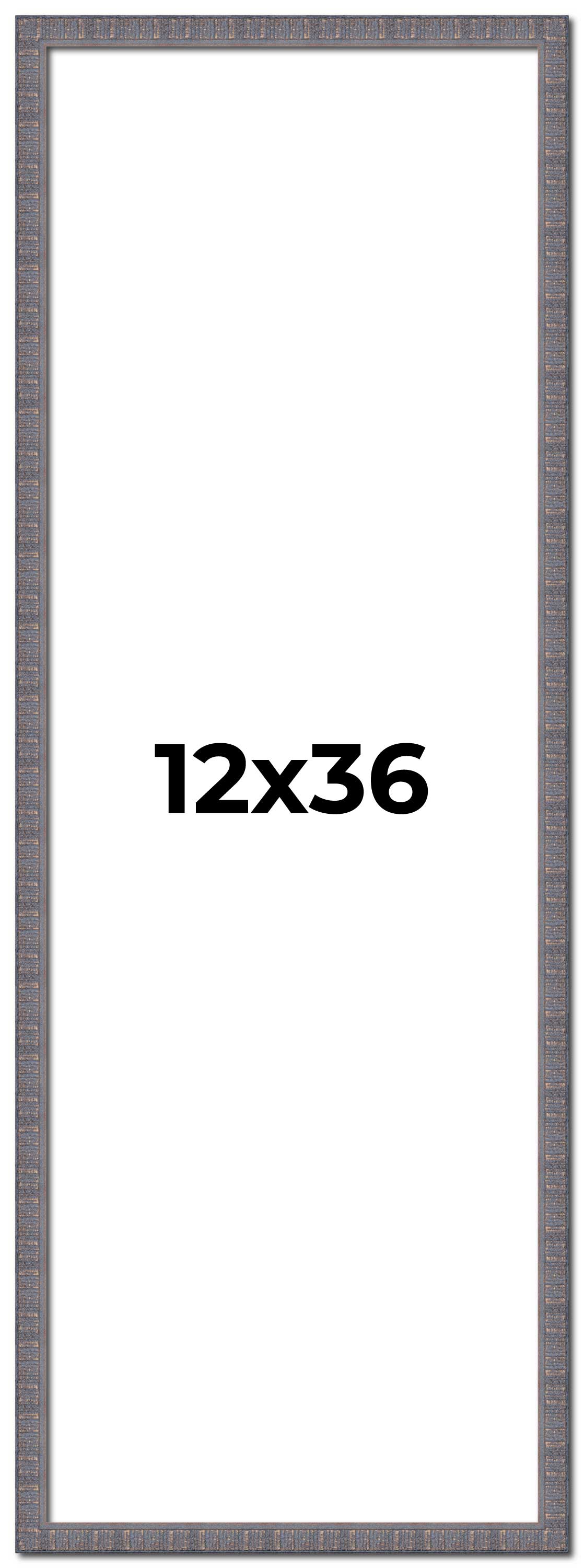 12x36 Frame Blue Kingsley Pewter Solid Wood Picture Frame Width 0.75 Inches |Int main product image