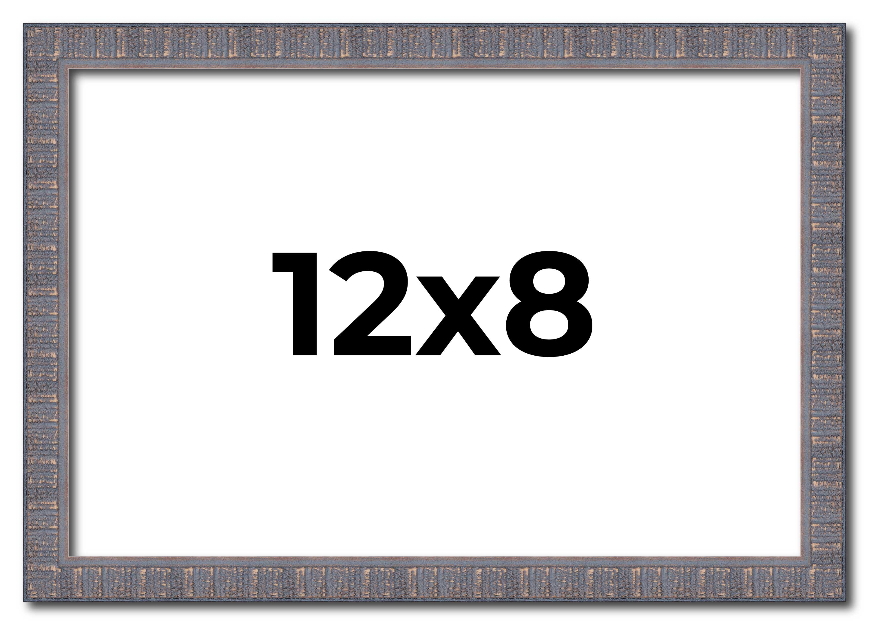 12x8 Frame Blue Kingsley Pewter Solid Wood Picture Frame Width 0.75 Inches |Inte main product image