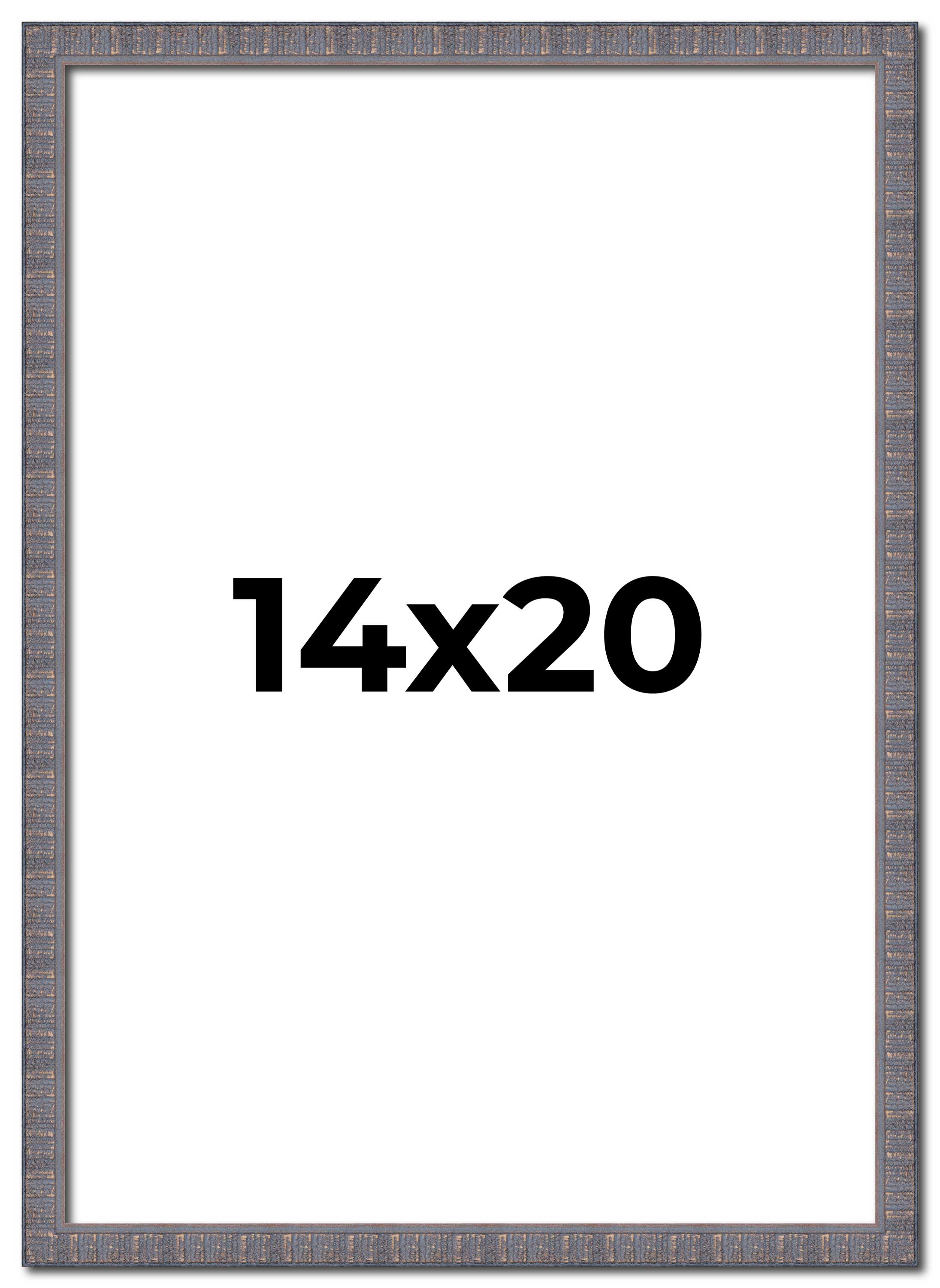 14x20 Frame Blue Kingsley Pewter Solid Wood Picture Frame Width 0.75 Inches |Int main product image