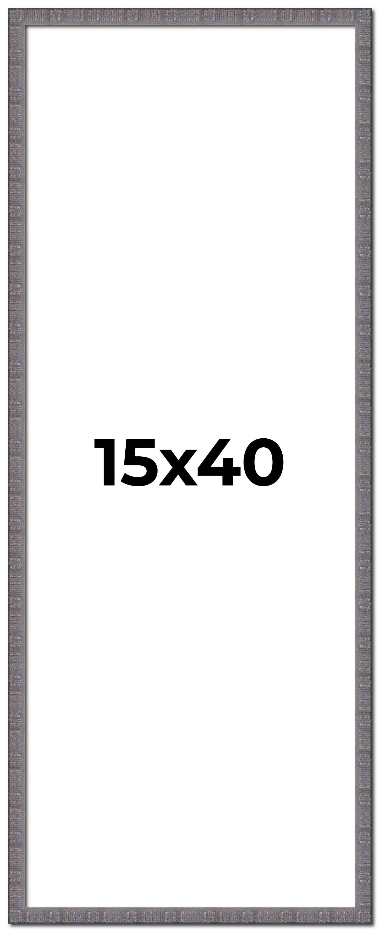 15x40 Frame Blue Kingsley Pewter Solid Wood Picture Frame Width 0.75 Inches |Int main product image
