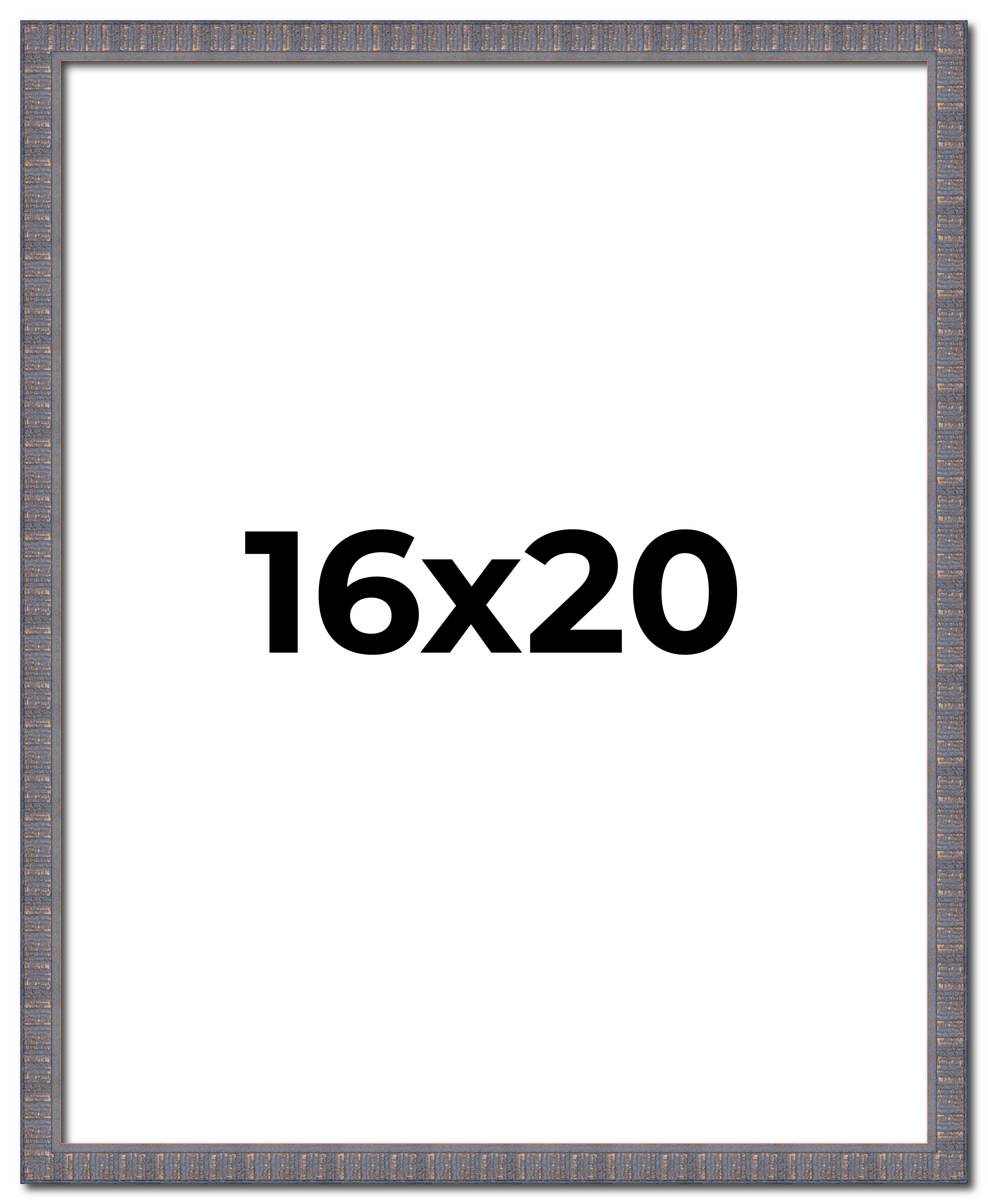 16x20 Frame Blue Kingsley Pewter Solid Wood Picture Frame Width 0.75 Inches |Int main product image