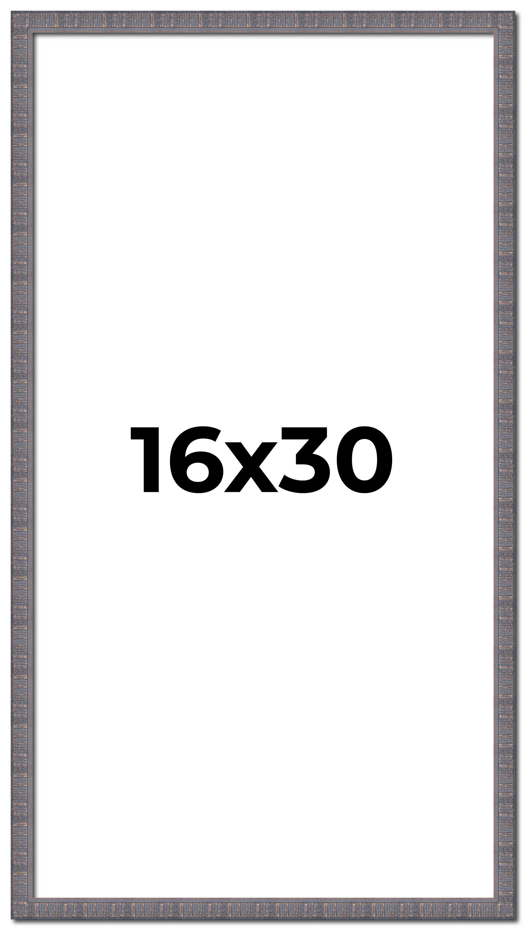 16x30 Frame Blue Kingsley Pewter Solid Wood Picture Frame Width 0.75 Inches |Int main product image